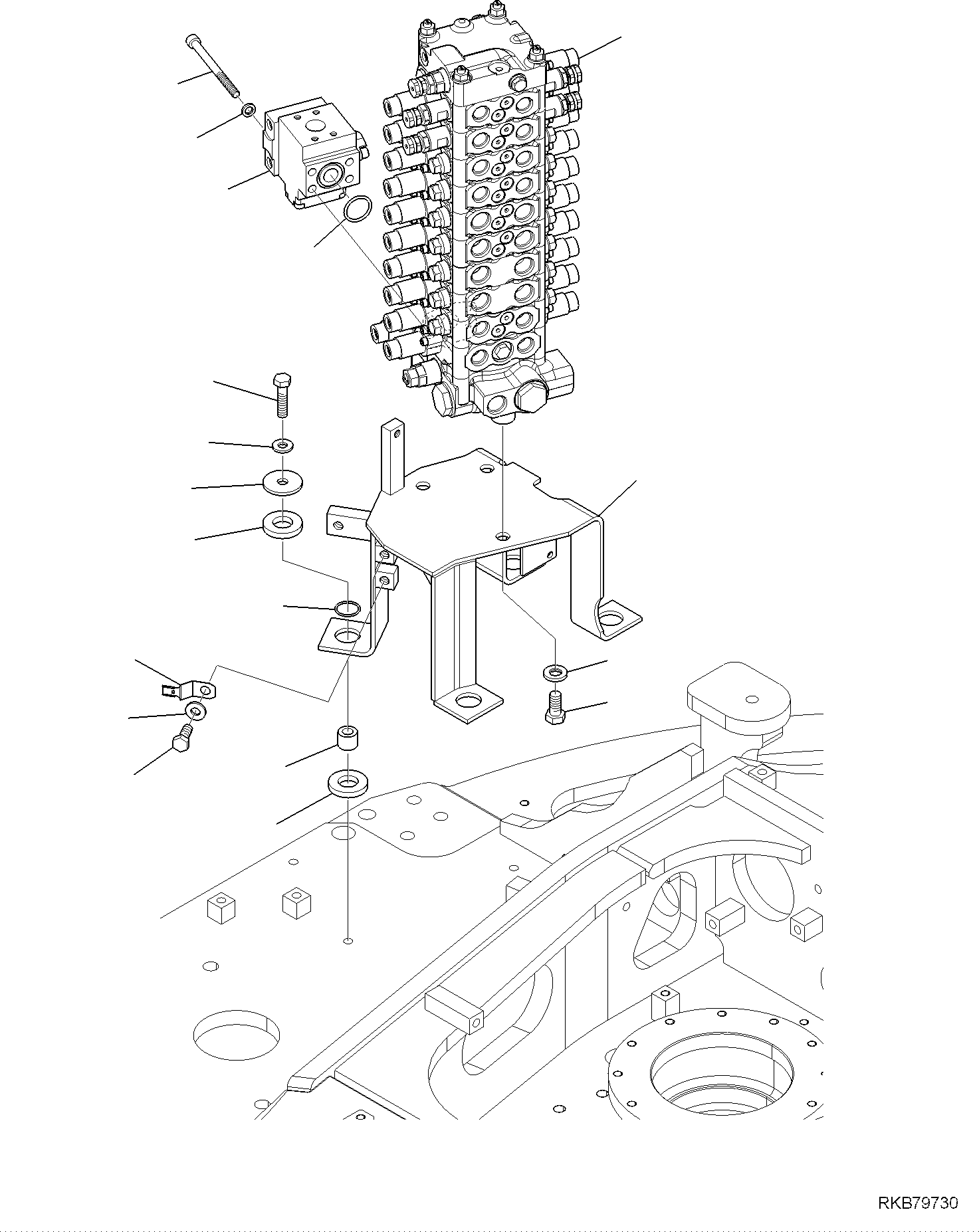 Komatsu parts book diagram for PC118MR-8 S/N F00003 AND UP: MAIN CONTROL VALVE, FOR MACHINE WITH 2-PIECE BOOM, MOUNTS