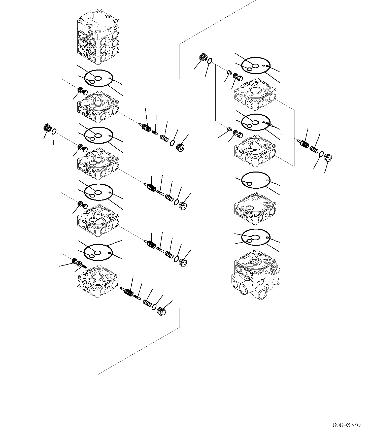 Komatsu parts book diagram for PC118MR-8 S/N F00003 AND UP: MAIN CONTROL VALVE, FOR MACHINE WITH 2-PIECE BOOM, 2 ATTACHMENT, INNER PARTS (3/15)