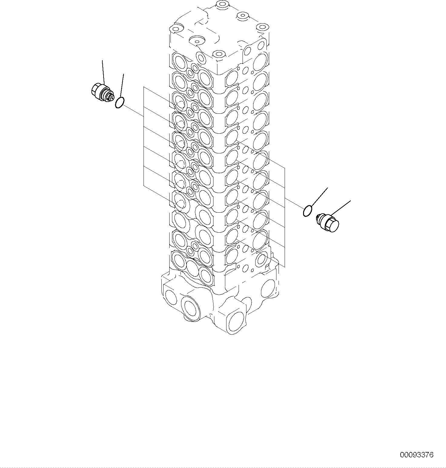 Komatsu parts book diagram for PC118MR-8 S/N F00003 AND UP: MAIN CONTROL VALVE, FOR MACHINE WITH 2-PIECE BOOM, 2 ATTACHMENT, INNER PARTS (9/15)