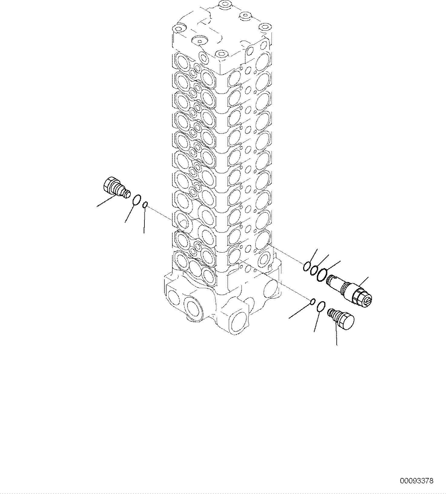 Komatsu parts book diagram for PC118MR-8 S/N F00003 AND UP: MAIN CONTROL VALVE, FOR MACHINE WITH 2-PIECE BOOM, 2 ATTACHMENT, INNER PARTS (11/15)