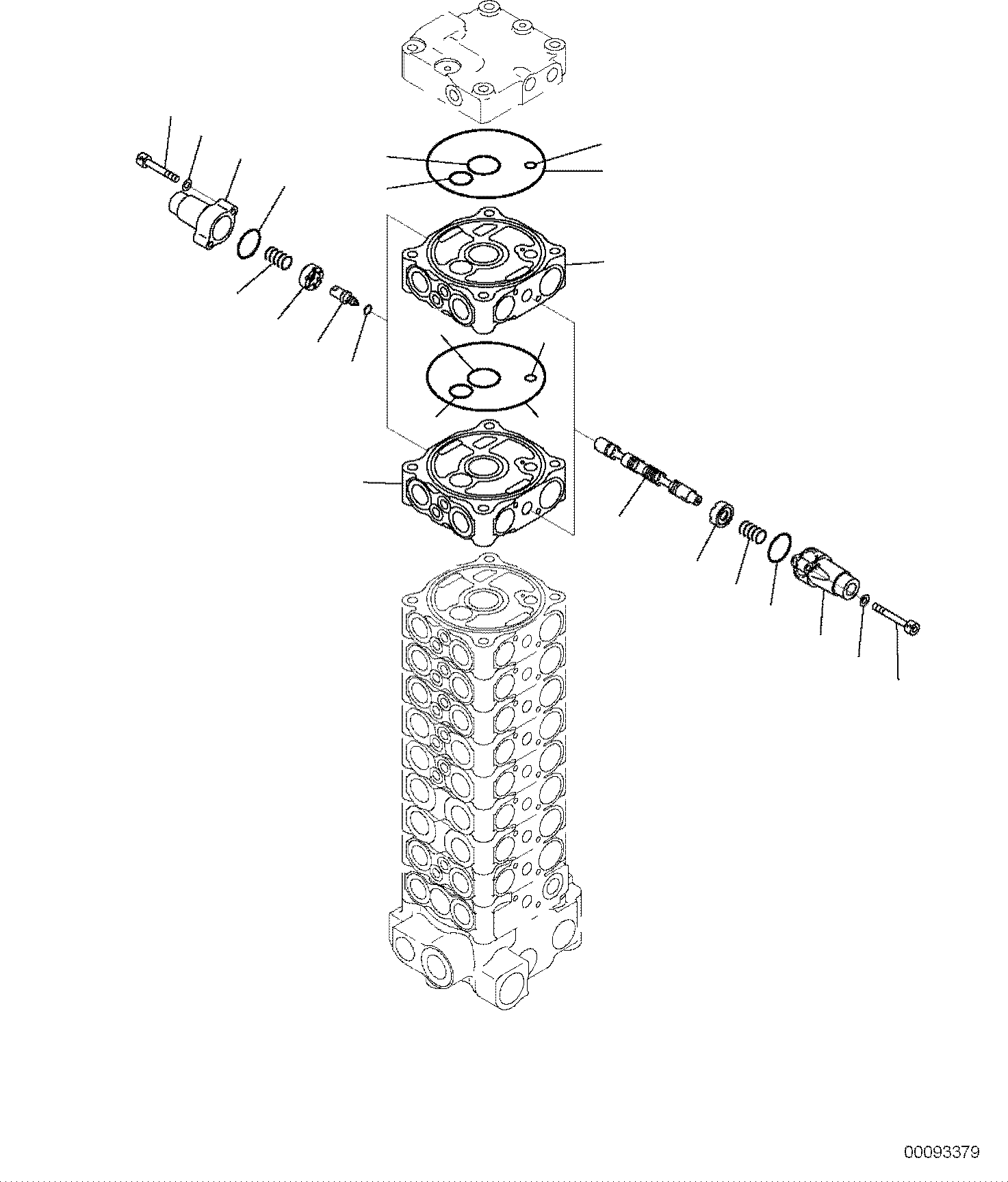 Komatsu parts book diagram for PC118MR-8 S/N F00003 AND UP: MAIN CONTROL VALVE, FOR MACHINE WITH 2-PIECE BOOM, 2 ATTACHMENT, INNER PARTS (12/15)