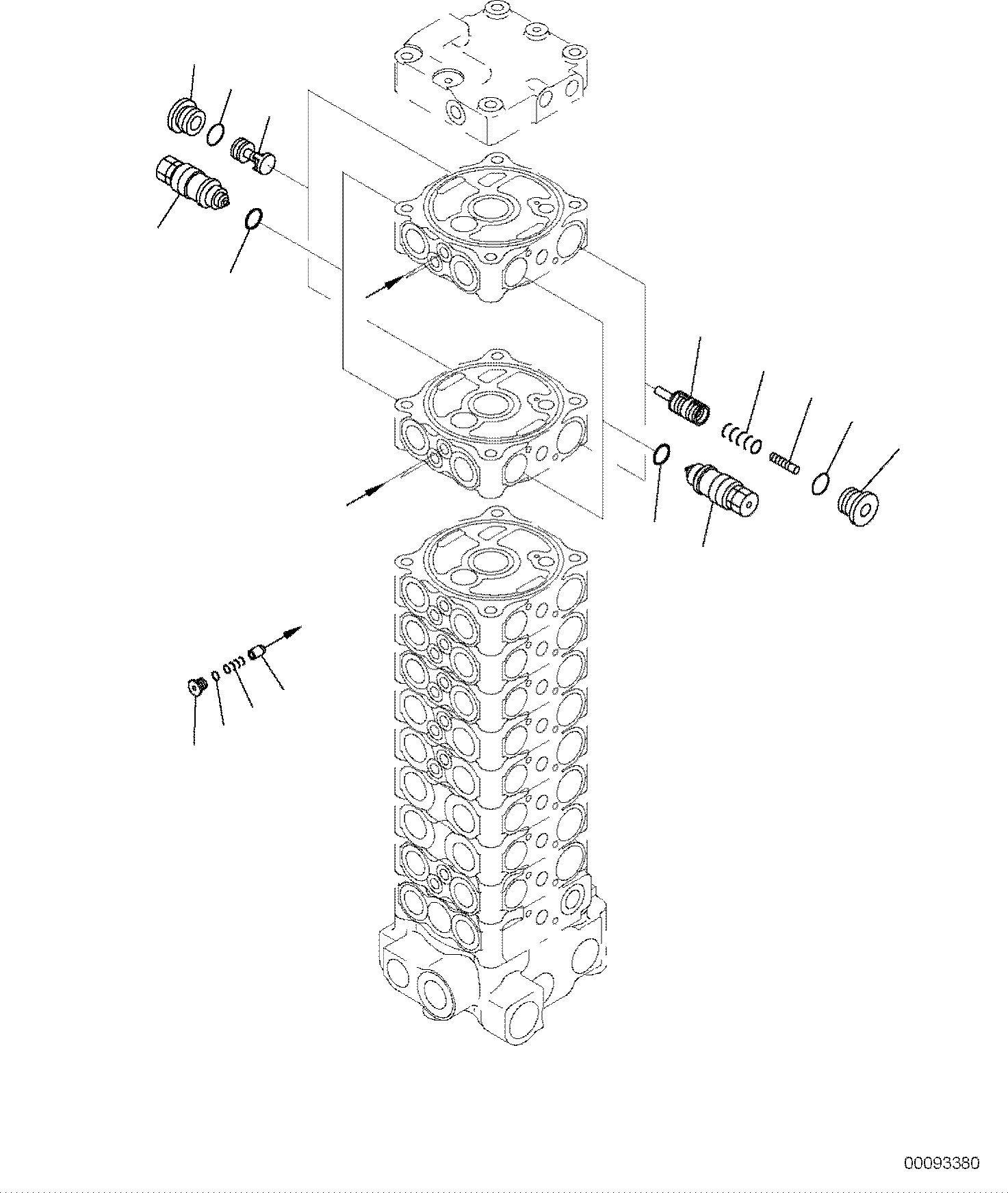 Komatsu parts book diagram for PC118MR-8 S/N F00003 AND UP: MAIN CONTROL VALVE, FOR MACHINE WITH 2-PIECE BOOM, 2 ATTACHMENT, INNER PARTS (13/15)