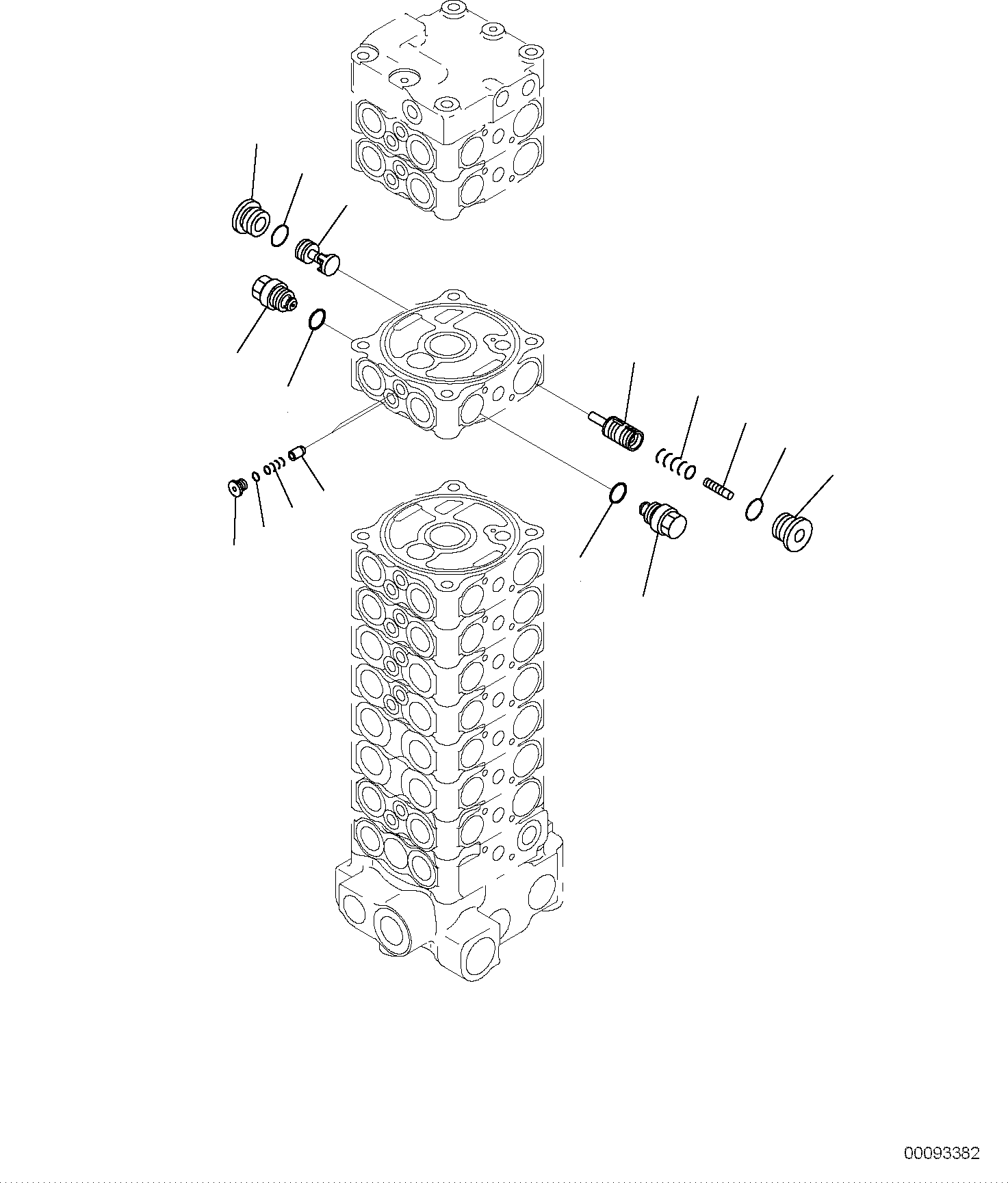 Komatsu parts book diagram for PC118MR-8 S/N F00003 AND UP: MAIN CONTROL VALVE, FOR MACHINE WITH 2-PIECE BOOM, 2 ATTACHMENT, INNER PARTS (15/15)