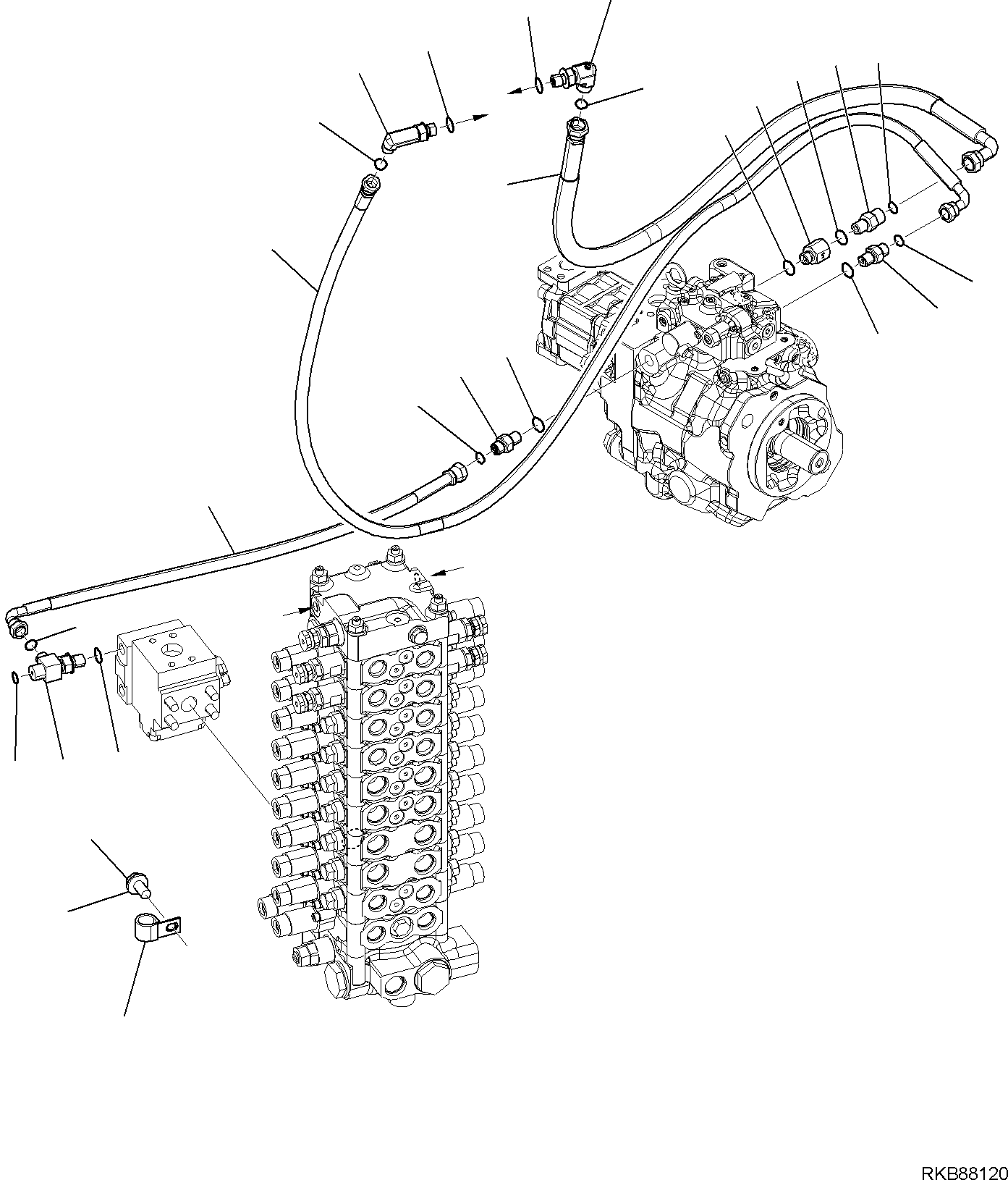 Komatsu parts book diagram for PC118MR-8 S/N F00003 AND UP: DELIVERY CIRCUIT, PUMP (1/2)