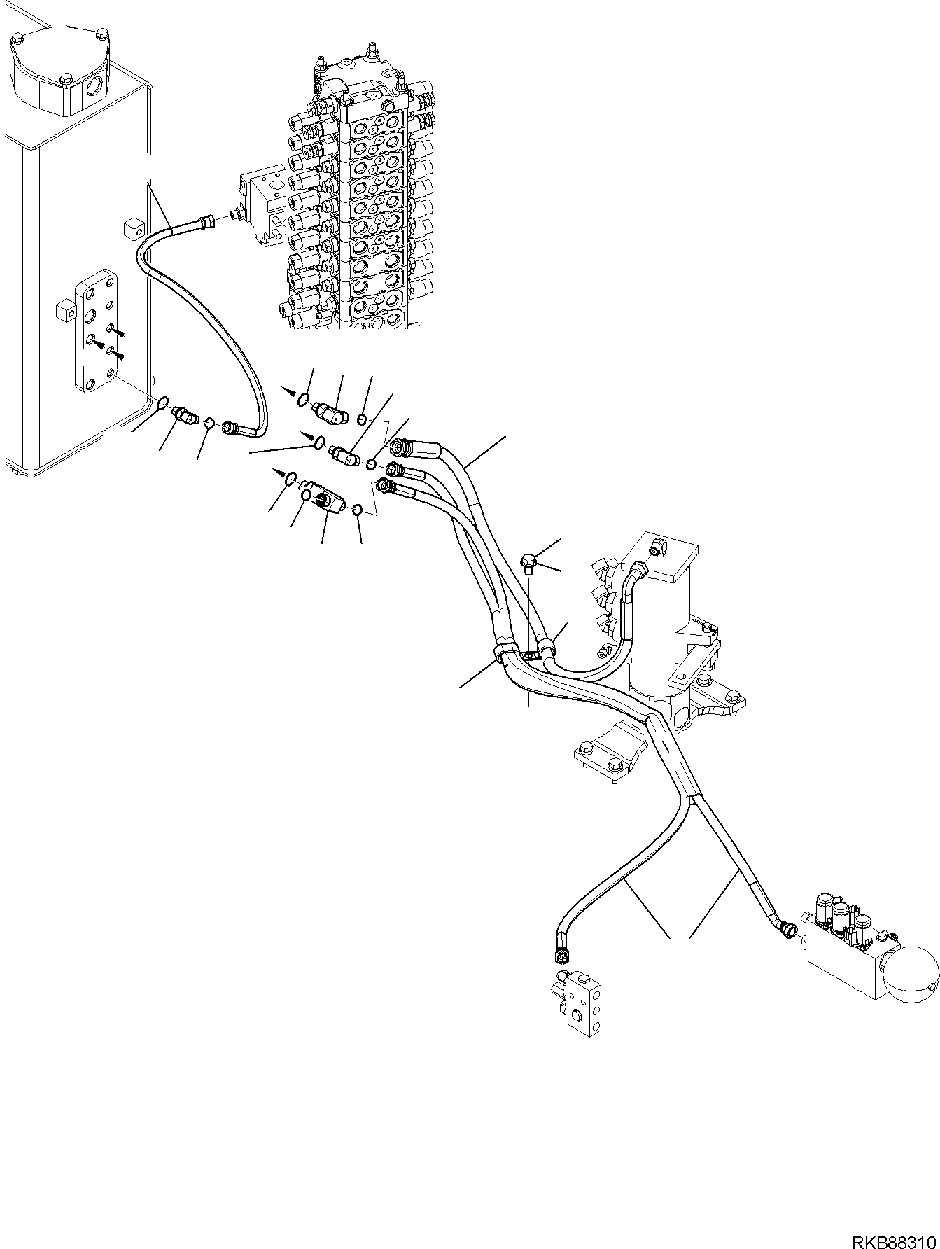 Komatsu parts book diagram for PC118MR-8 S/N F00003 AND UP: DRAIN CIRCUIT (2/3)