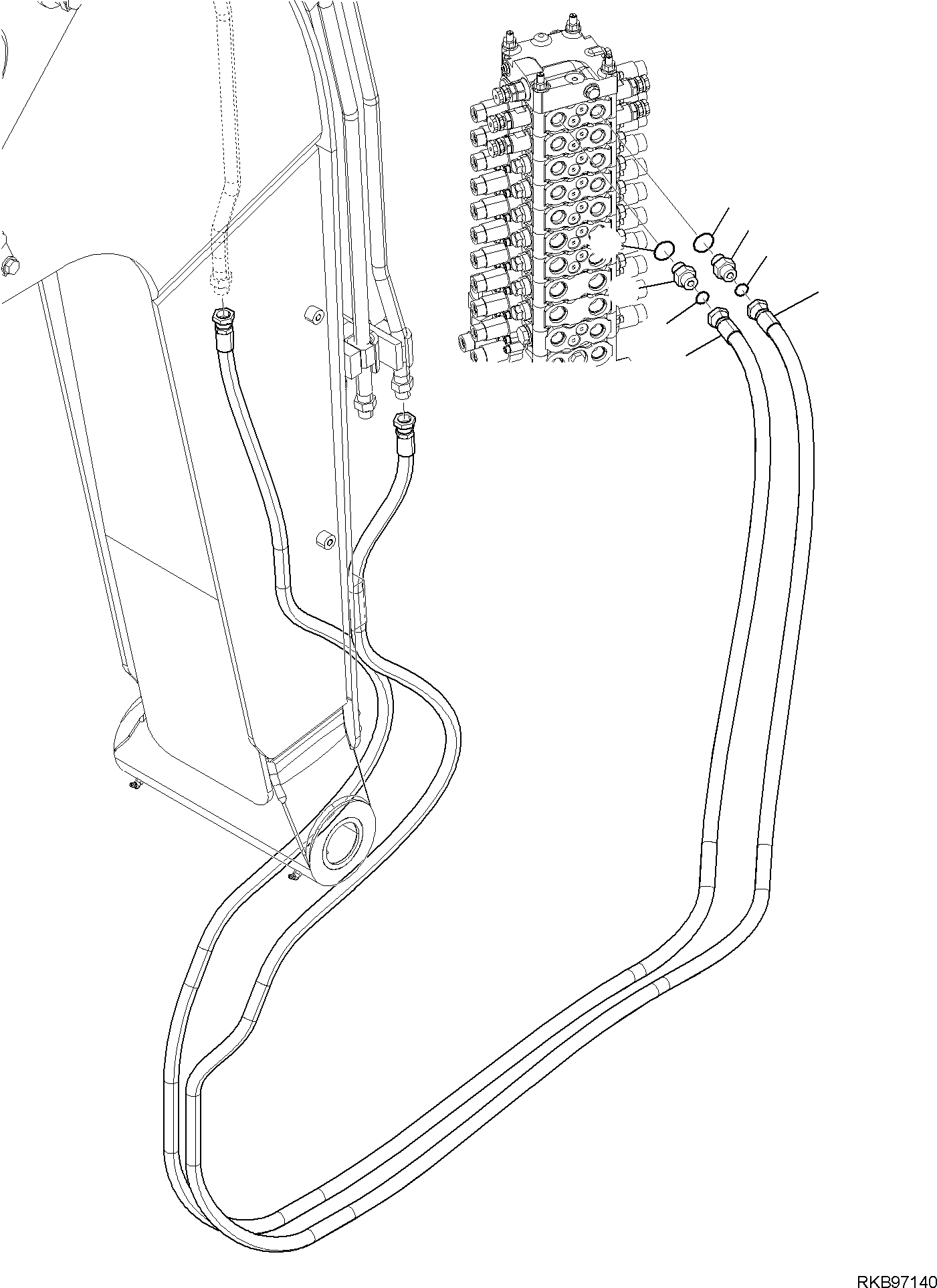 Komatsu parts book diagram for PC118MR-8 S/N F00003 AND UP: 2ND ATTACHMENT LINE UNIT, FOR MACHINE WITH VARIABLE 2-PIECE BOOM