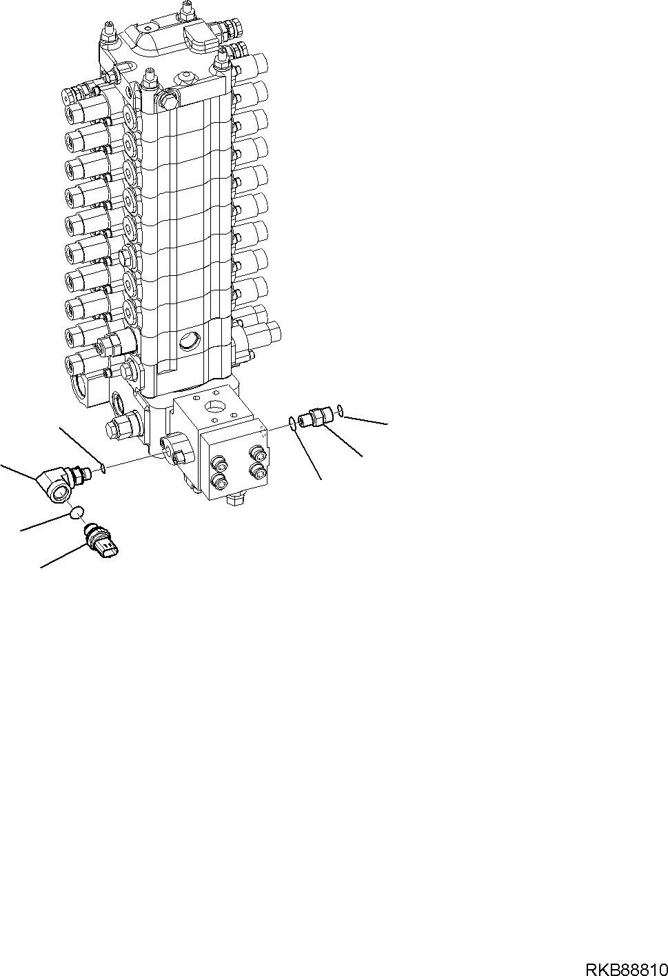 Komatsu parts book diagram for PC118MR-8 S/N F00003 AND UP: MAIN CONTROL VALVE, CONNECTING PARTS (3/3)