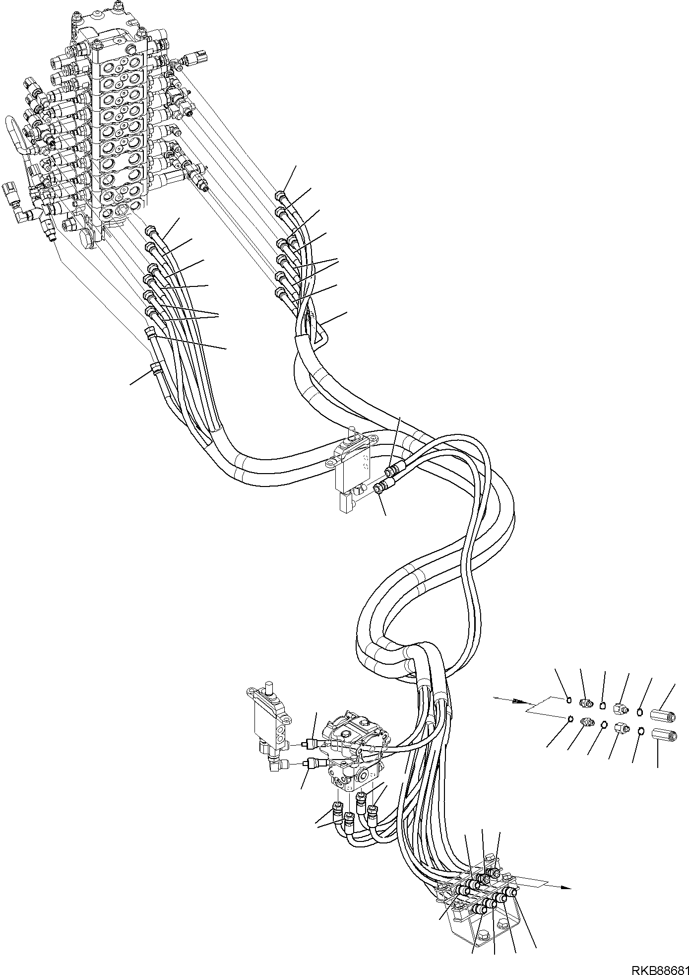 Komatsu parts book diagram for PC118MR-8 S/N F00003 AND UP: PROPORTIONAL PRESSURE CONTROL (PPC) VALVE CIRCUIT, MAIN CIRCUIT