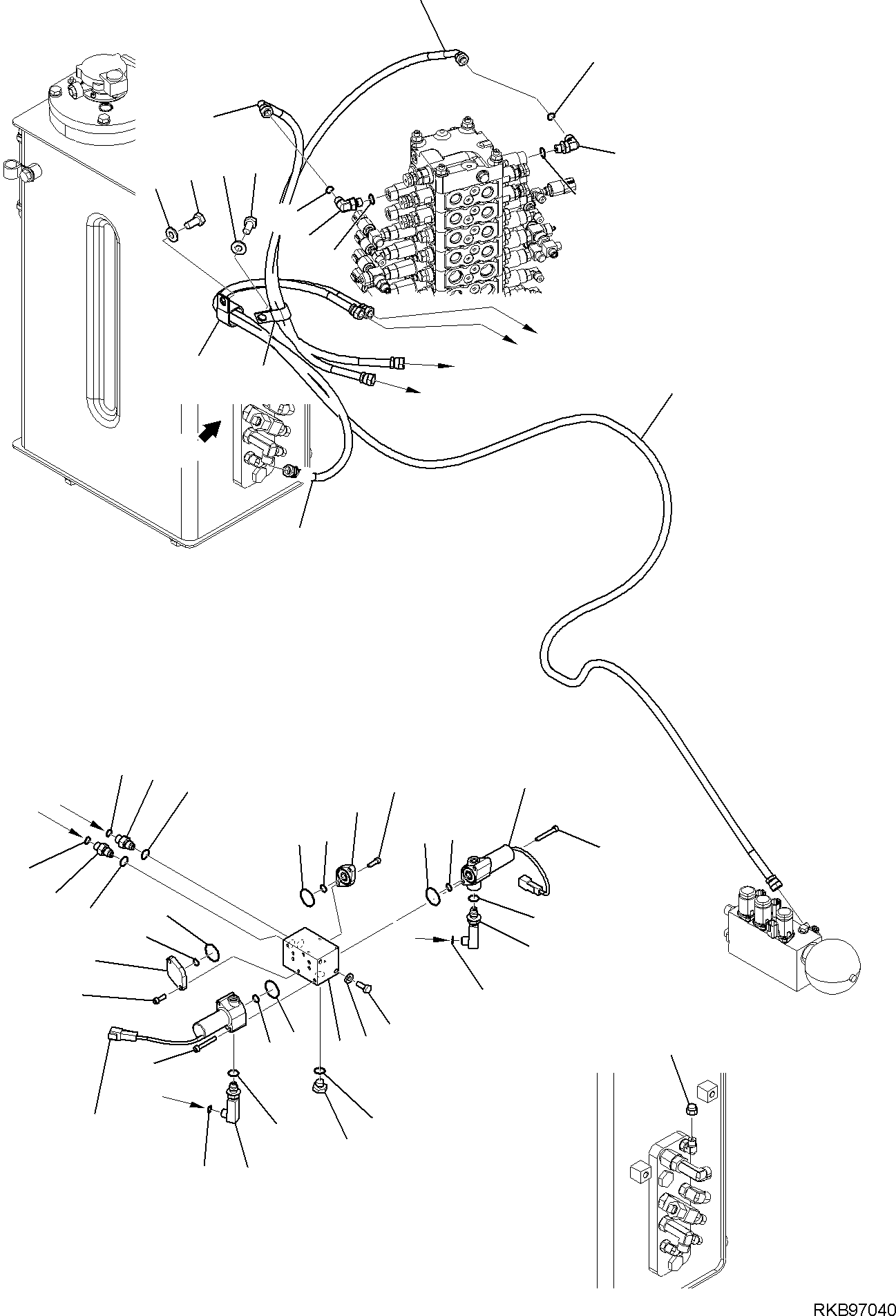 Komatsu parts book diagram for PC118MR-8 S/N F00003 AND UP: PROPORTIONAL PRESSURE CONTROL (PPC) VALVE CIRCUIT, 1 ATTACHMENT (1/2)