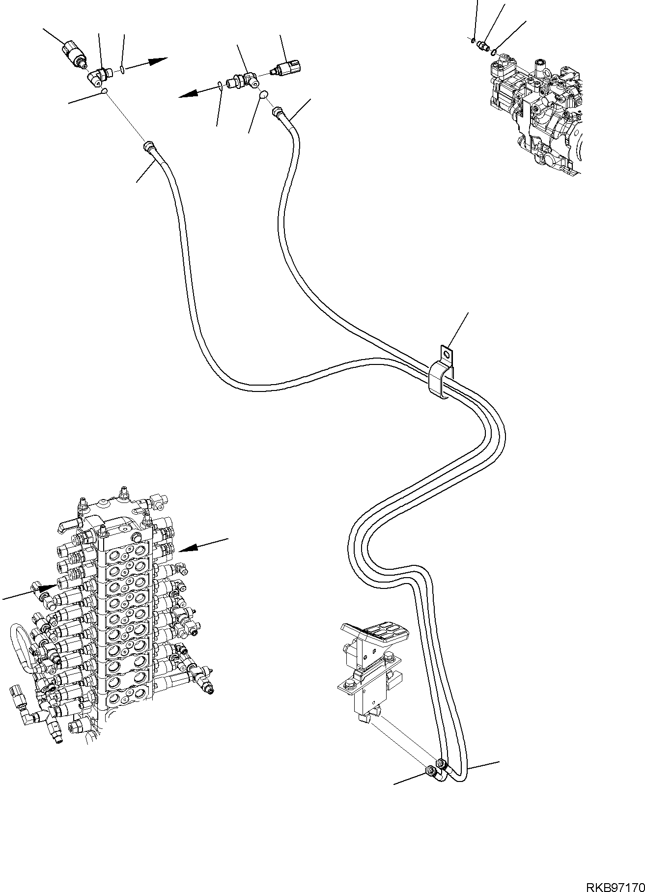 Komatsu parts book diagram for PC118MR-8 S/N F00003 AND UP: PROPORTIONAL PRESSURE CONTROL (PPC) VALVE CIRCUIT, MAIN CIRCUIT, FOR MACHINE WITH VARIABLE 2-PIECE BOOM