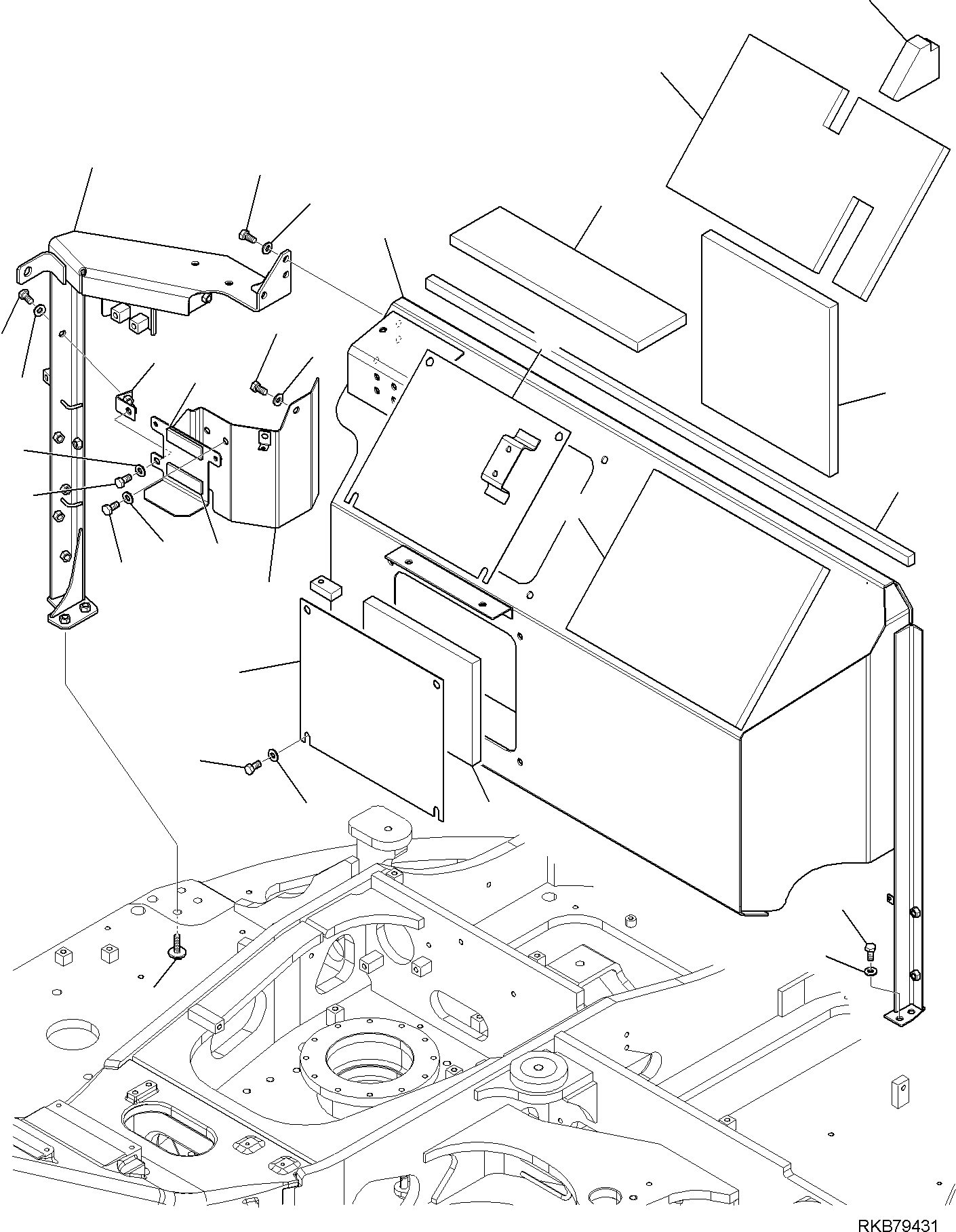 Komatsu parts book diagram for PC118MR-8 S/N F00003 AND UP: PARTITION COVER