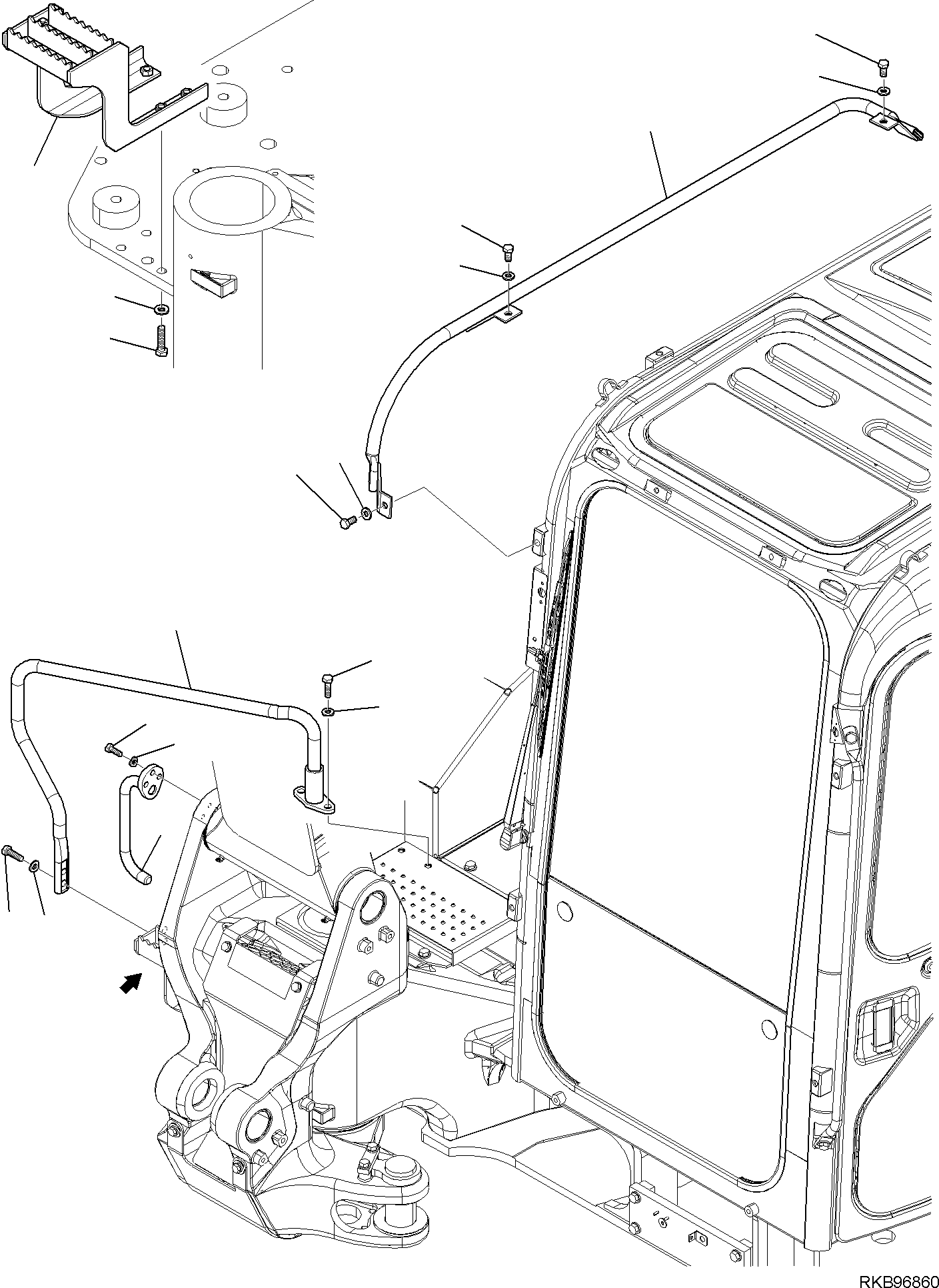 Komatsu parts book diagram for PC118MR-8 S/N F00003 AND UP: HANDRAIL