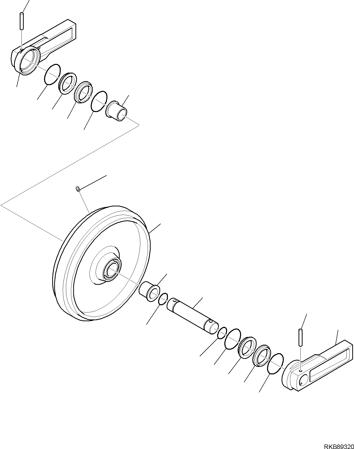 Komatsu parts book diagram for PC118MR-8 S/N F00003 AND UP: FRONT IDLER