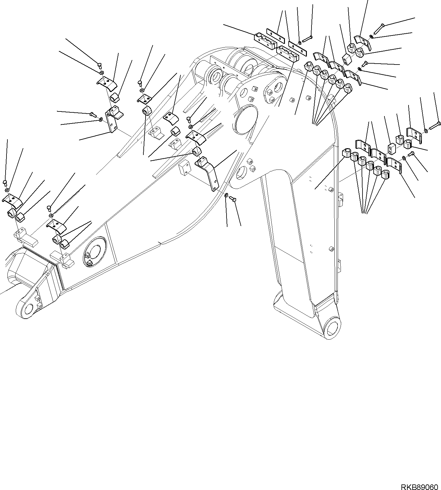 Komatsu parts book diagram for PC118MR-8 S/N F00003 AND UP: 2-PIECE BOOM, CLAMPS