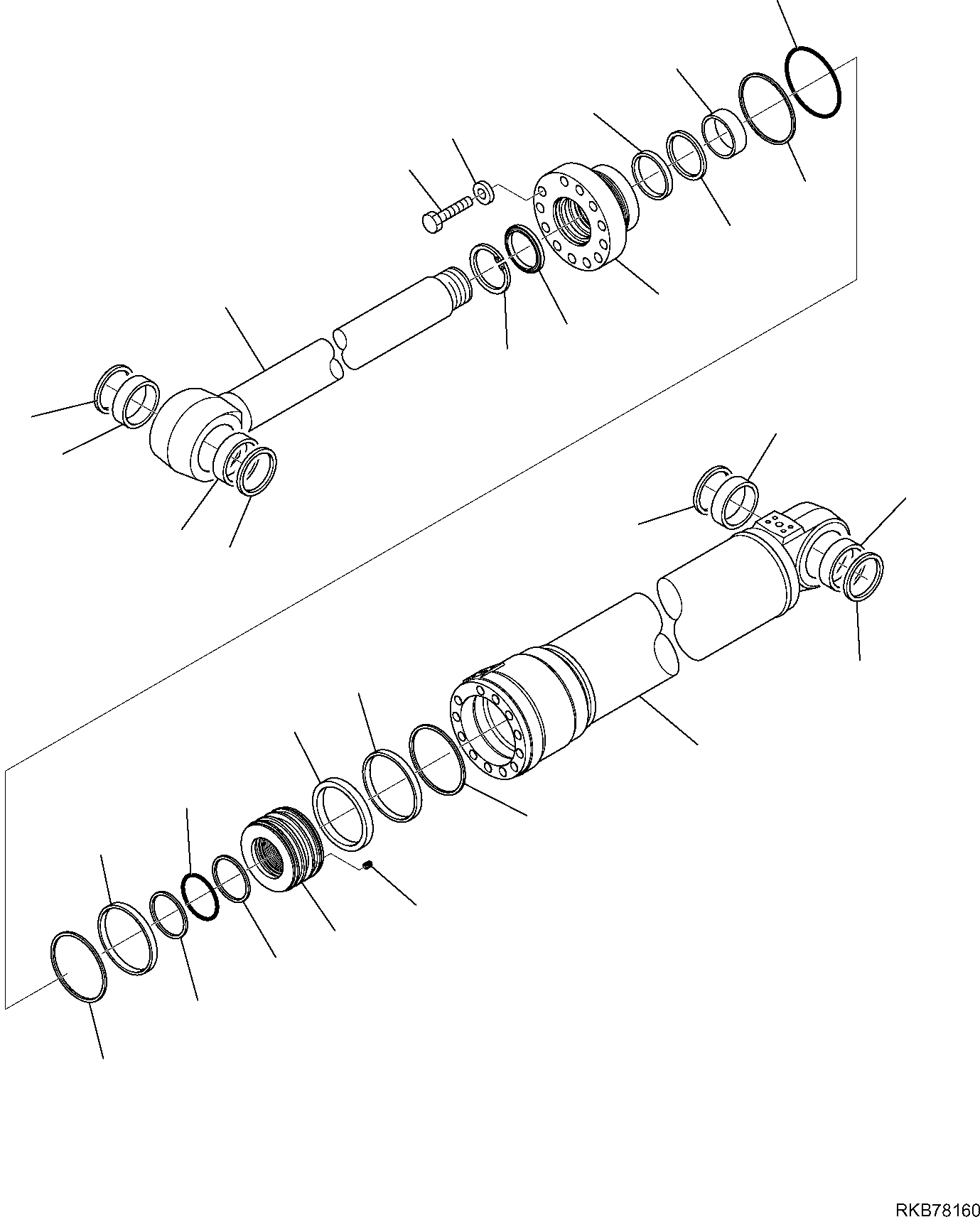 Komatsu parts book diagram for PC118MR-8 S/N F00003 AND UP: 2-PIECE BOOM CYLINDER, INNER PARTS