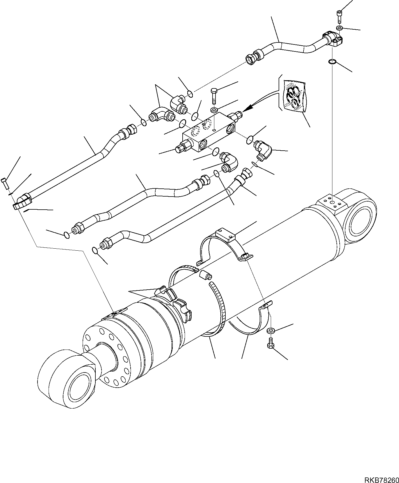 Komatsu parts book diagram for PC118MR-8 S/N F00003 AND UP: 2-PIECE BOOM CYLINDER, WITH BOOM HOLDING VALVE, CIRCUIT