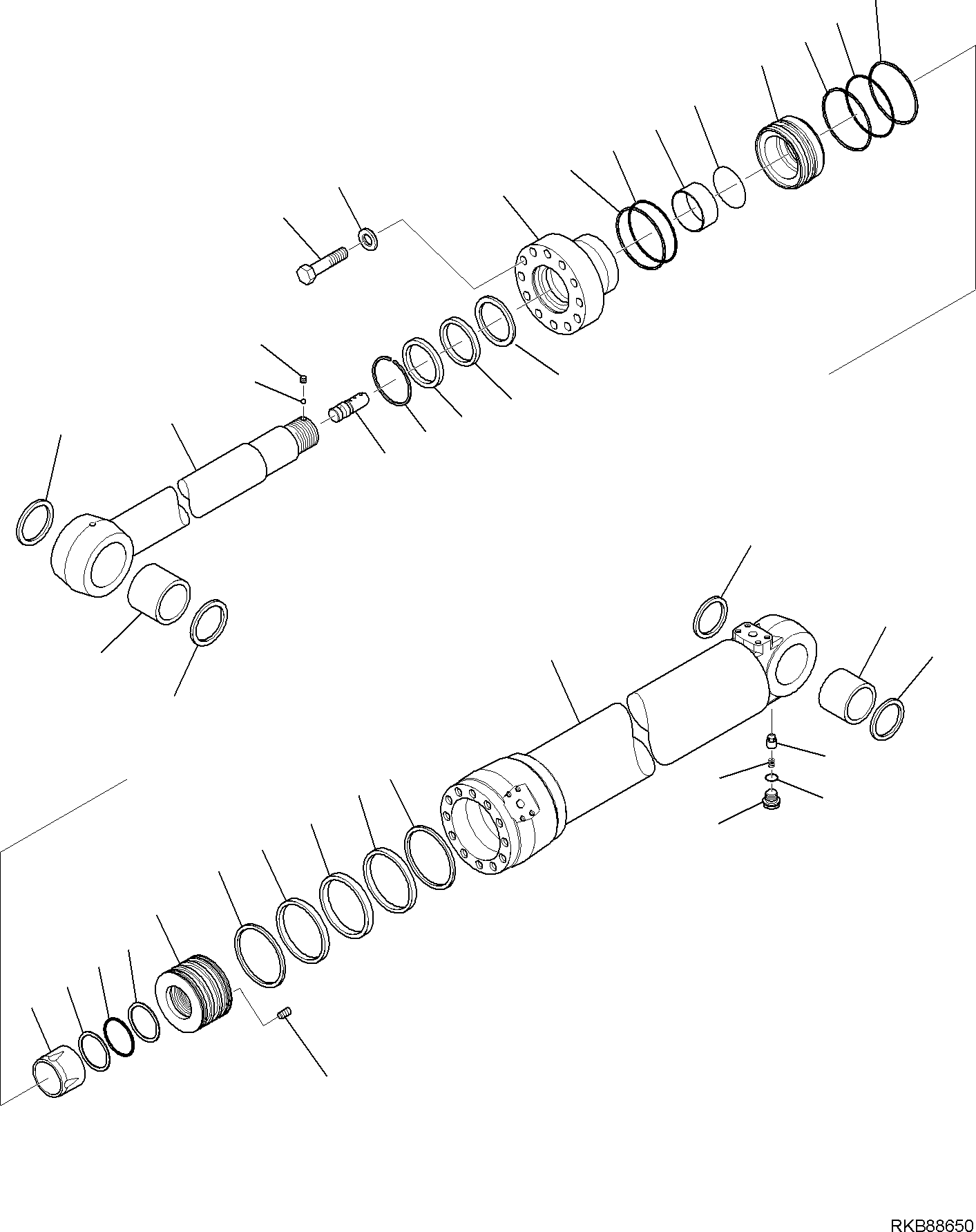 Komatsu parts book diagram for PC118MR-8 S/N F00003 AND UP: ARM CYLINDER, FOR MACHINE WITH ARM HOLDING VALVE, INNER PARTS