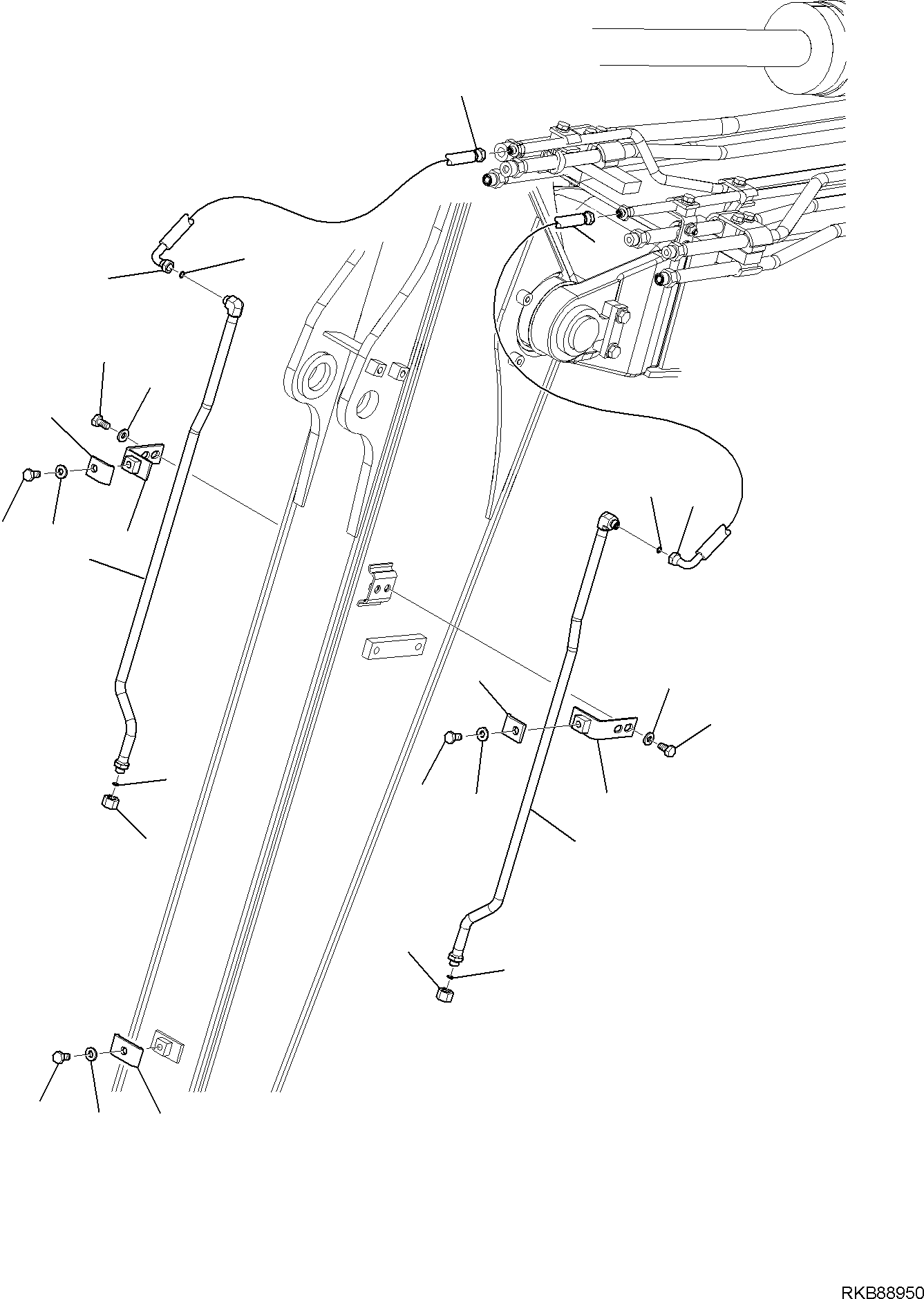 Komatsu parts book diagram for PC118MR-8 S/N F00003 AND UP: ARM, ARM LENGTH 1.85 M, CIRCUIT, QUICK COUPLER LINE