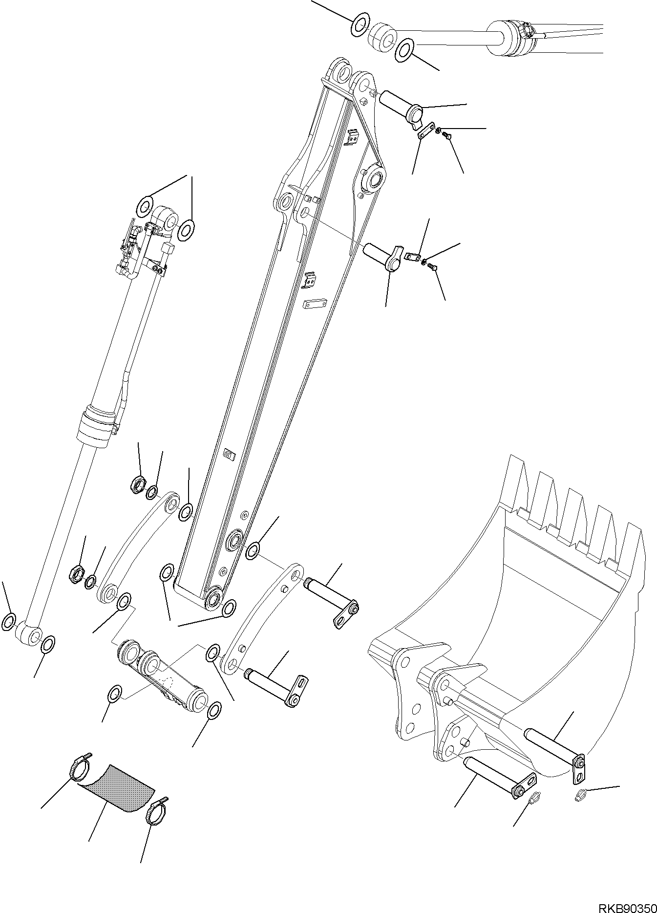 Komatsu parts book diagram for PC118MR-8 S/N F00003 AND UP: BUCKET PIN