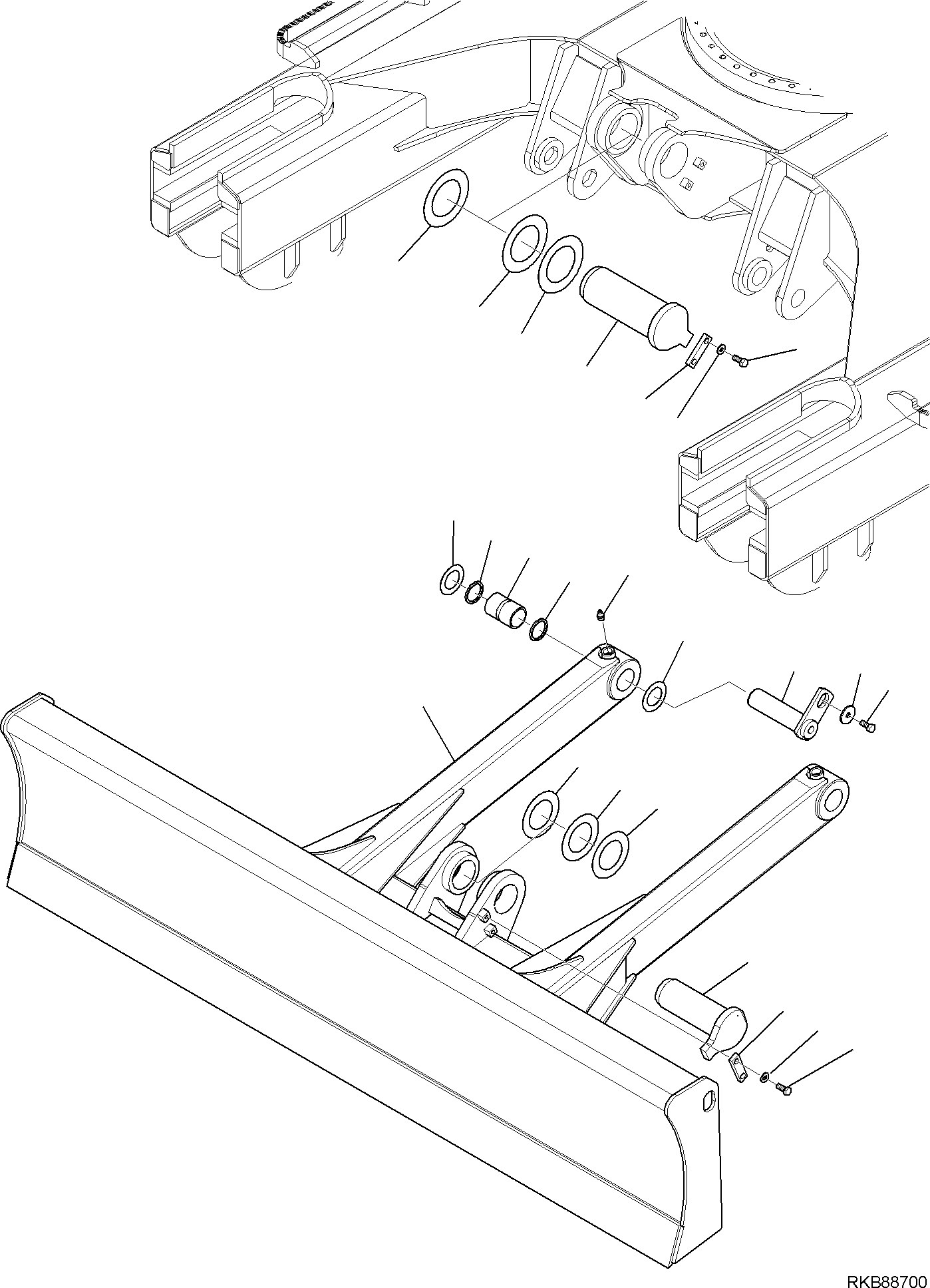 Komatsu parts book diagram for PC118MR-8 S/N F00003 AND UP: BLADE, WIDTH 2400 MM