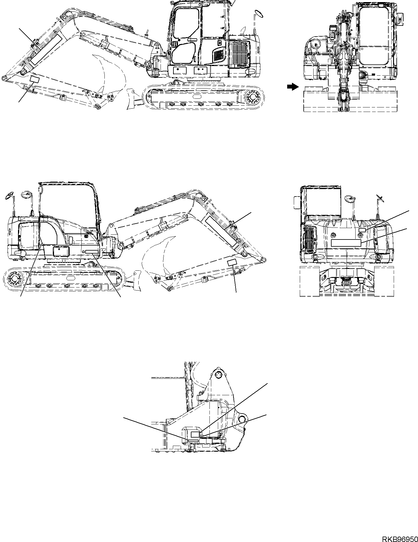 Komatsu parts book diagram for PC118MR-8 S/N F00003 AND UP: MARK PLATE (1/3)