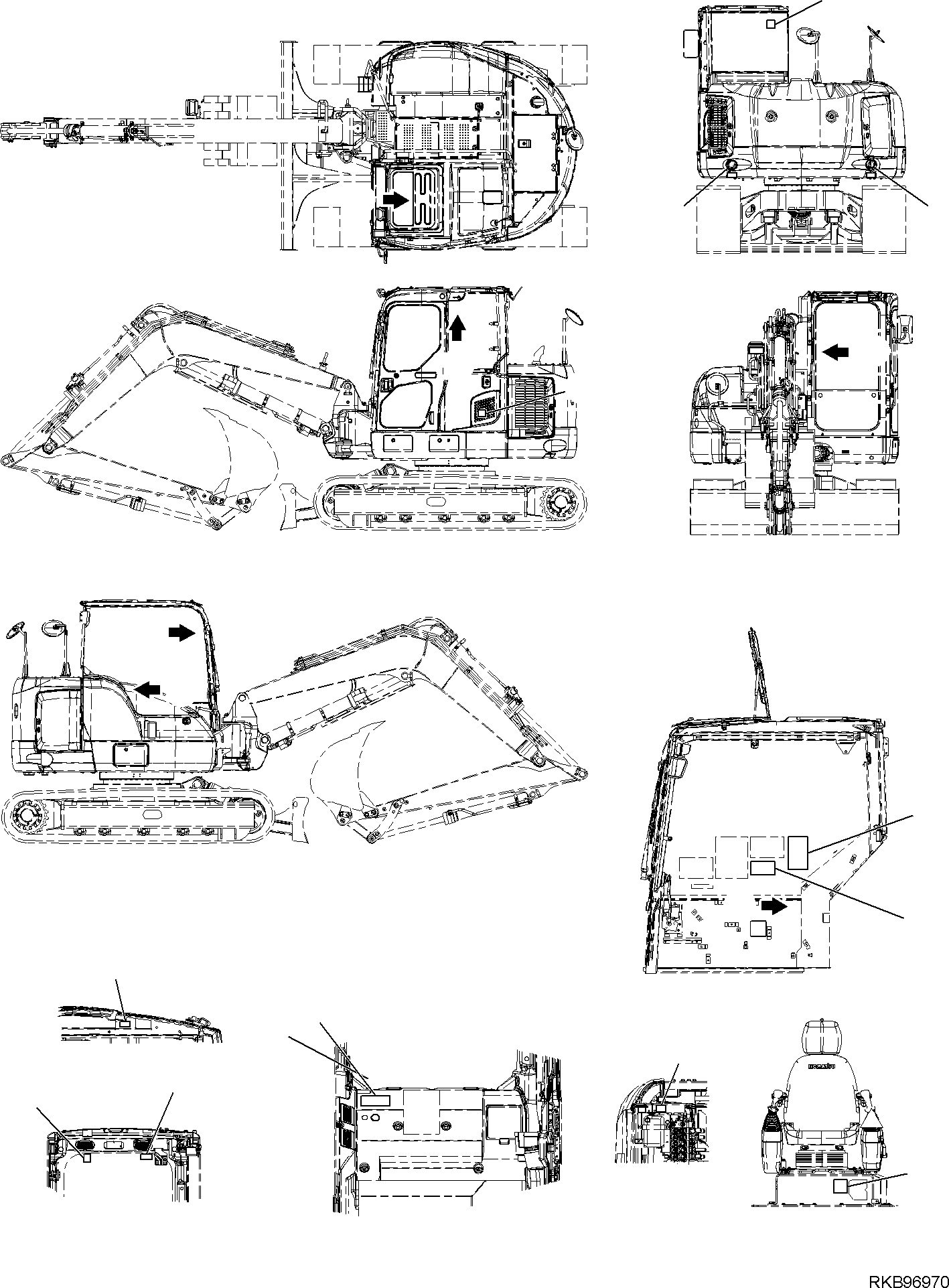 Komatsu parts book diagram for PC118MR-8 S/N F00003 AND UP: MARK PLATE (3/3)