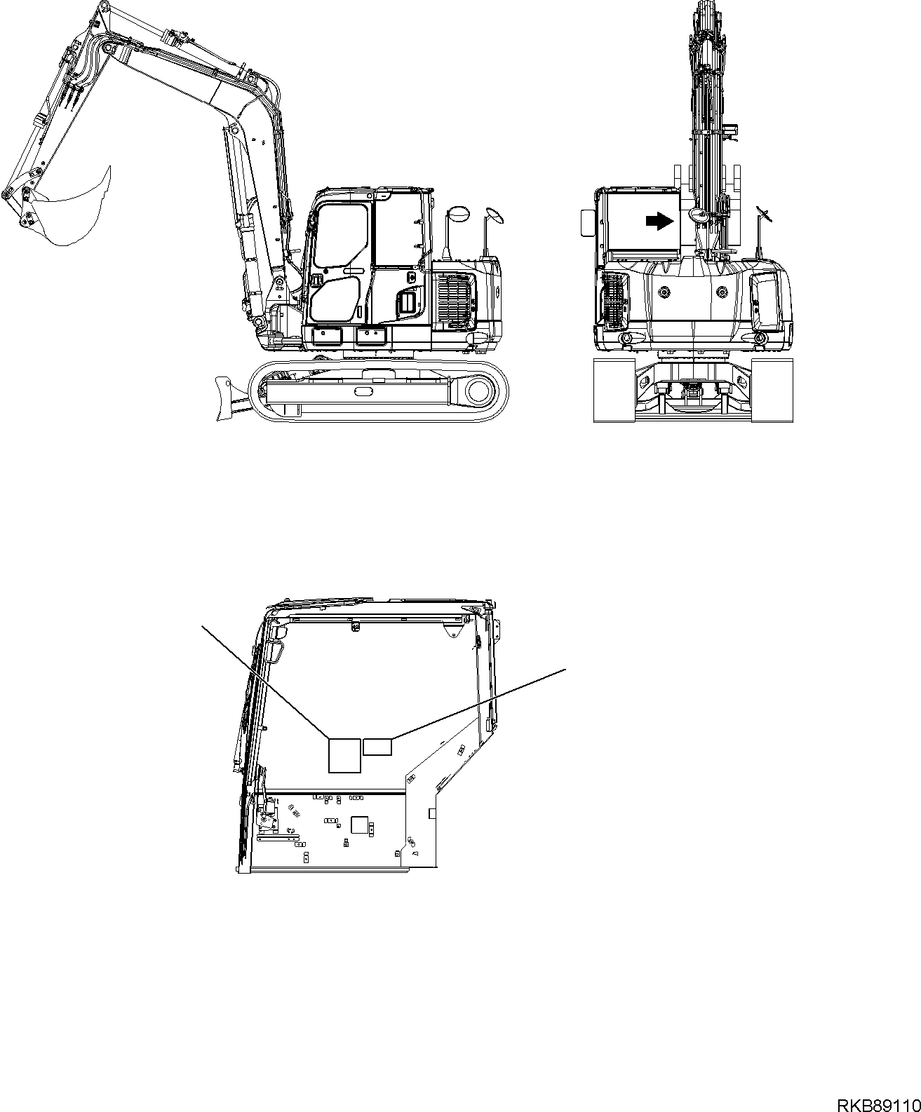 Komatsu parts book diagram for PC118MR-8 S/N F00003 AND UP: LIFTING CAPACITY CHART