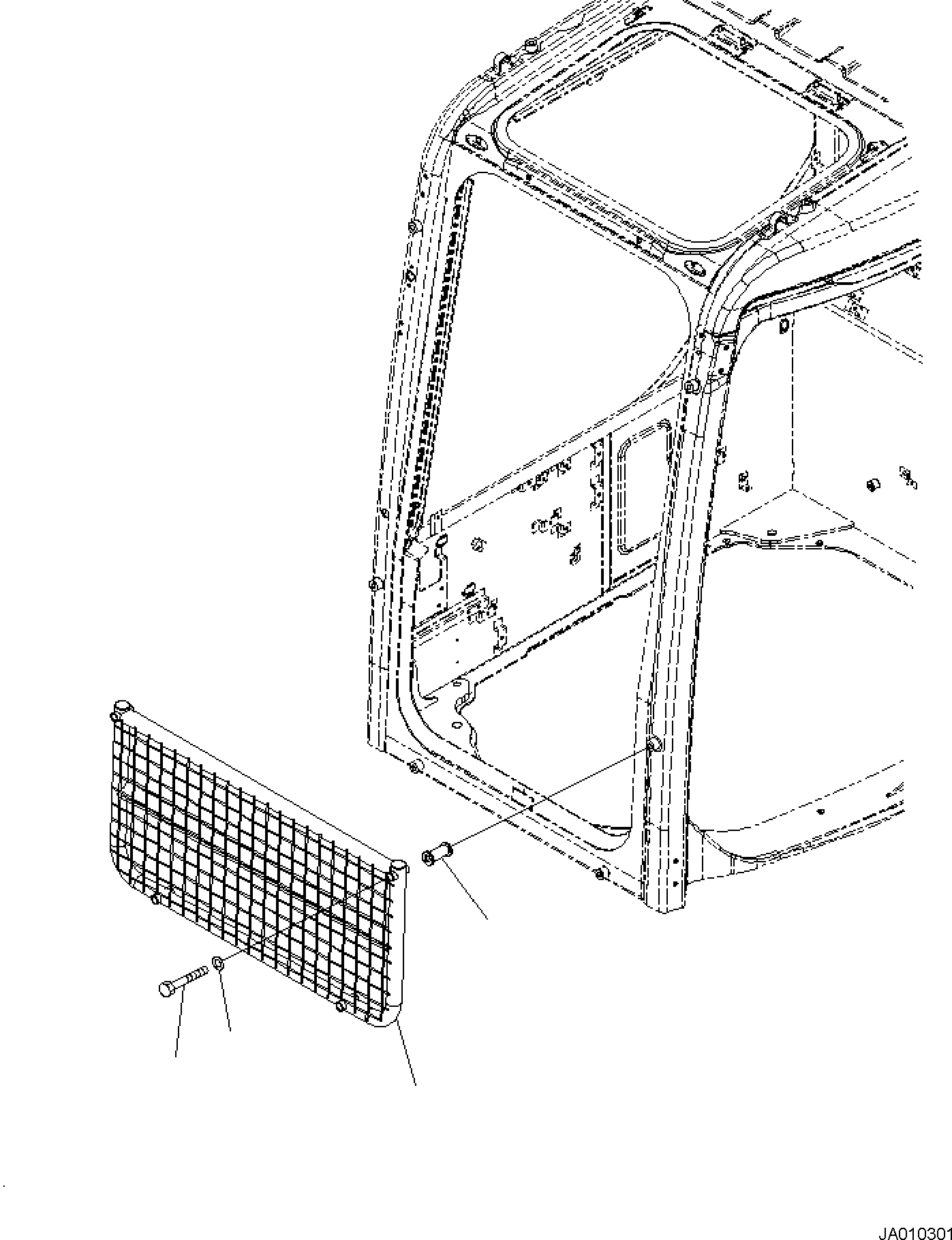 Excavators Komatsu / PC138US-10 S/N F40003 AND UP(PC138U10) / FRONT GUARD (FOR HALF GUARD)(K0230-001001 : K0230-001001)