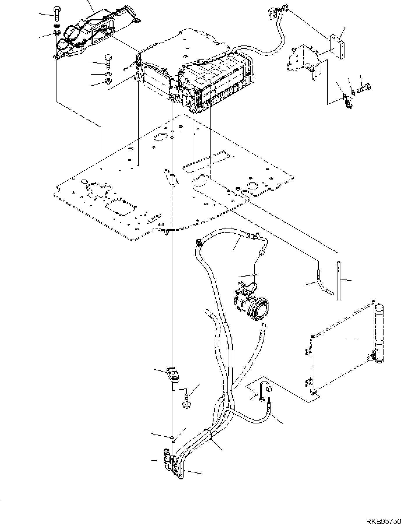 Excavators Komatsu / PC138US-10 S/N F40003 AND UP(PC138U10) / FLOOR FRAME, WITH 2-PIECE BOOM, AIR CONDITIONER PIPING (1/2)(K1110-002022 : K1110-002022)