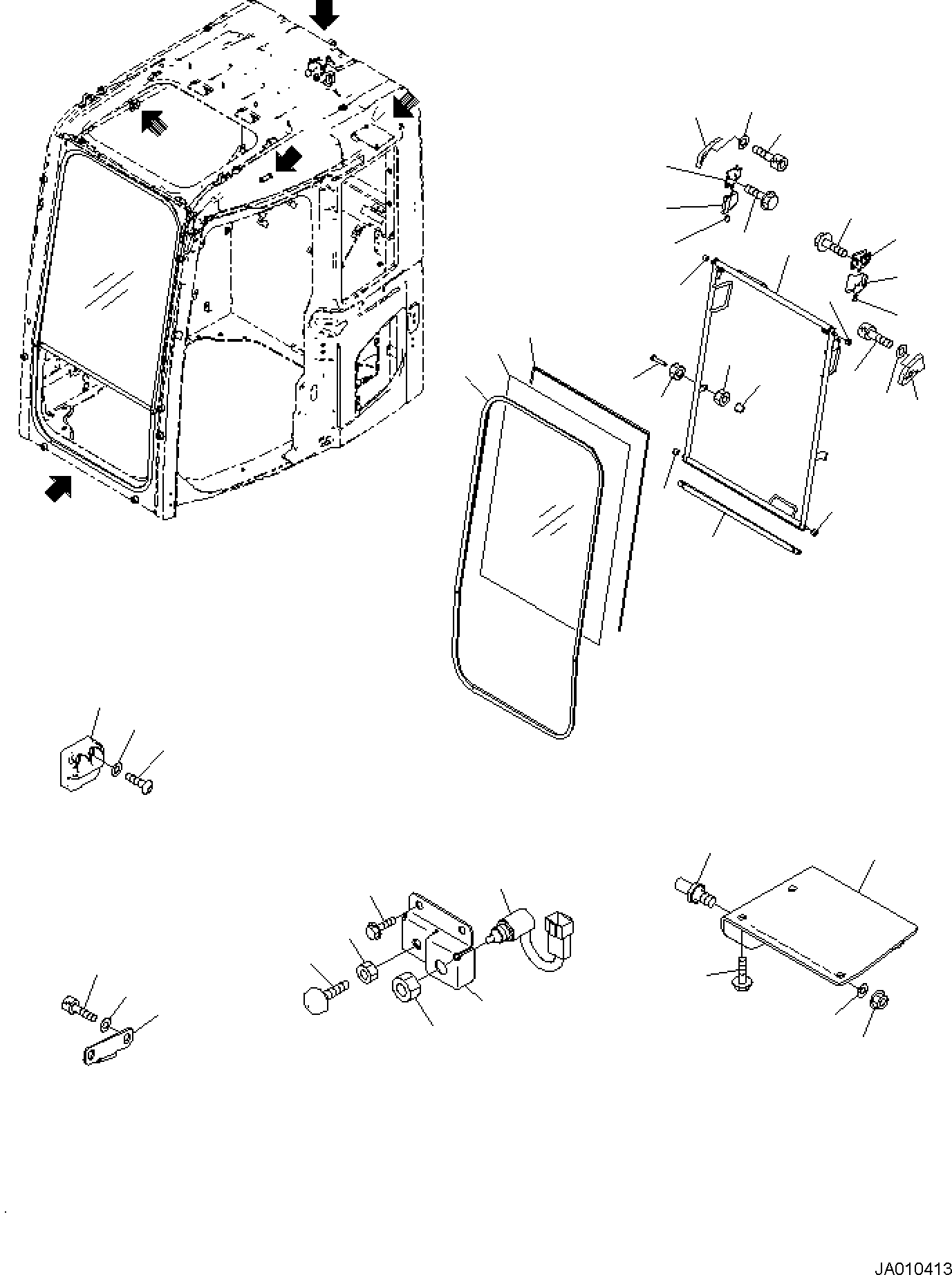 Excavators Komatsu / PC138US-10 S/N F40003 AND UP(PC138U10) / CAB, FRONT WINDOW(K1110-001039 : K1110-001039)