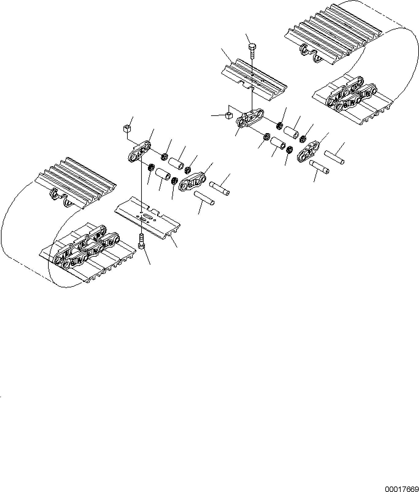 Excavators Komatsu / PC138US-10 S/N F40003 AND UP(PC138U10) / TRACK SHOE ASSEMBLY (HOLED TRIPLE GROUSER SHOE, 500MM WIDTH, GREASE SEALED TYPE)(R0500-001001 : R0500-001001)