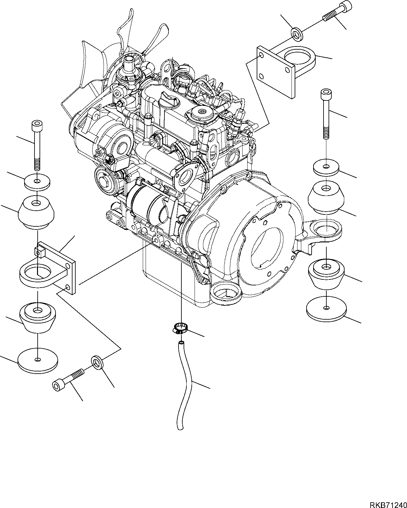Excavators Komatsu / PC16R-3 HS S/N F80001 AND UP(PC16R3H8) / ENGINE MOUNTING PARTS(B-1000 : 1000)