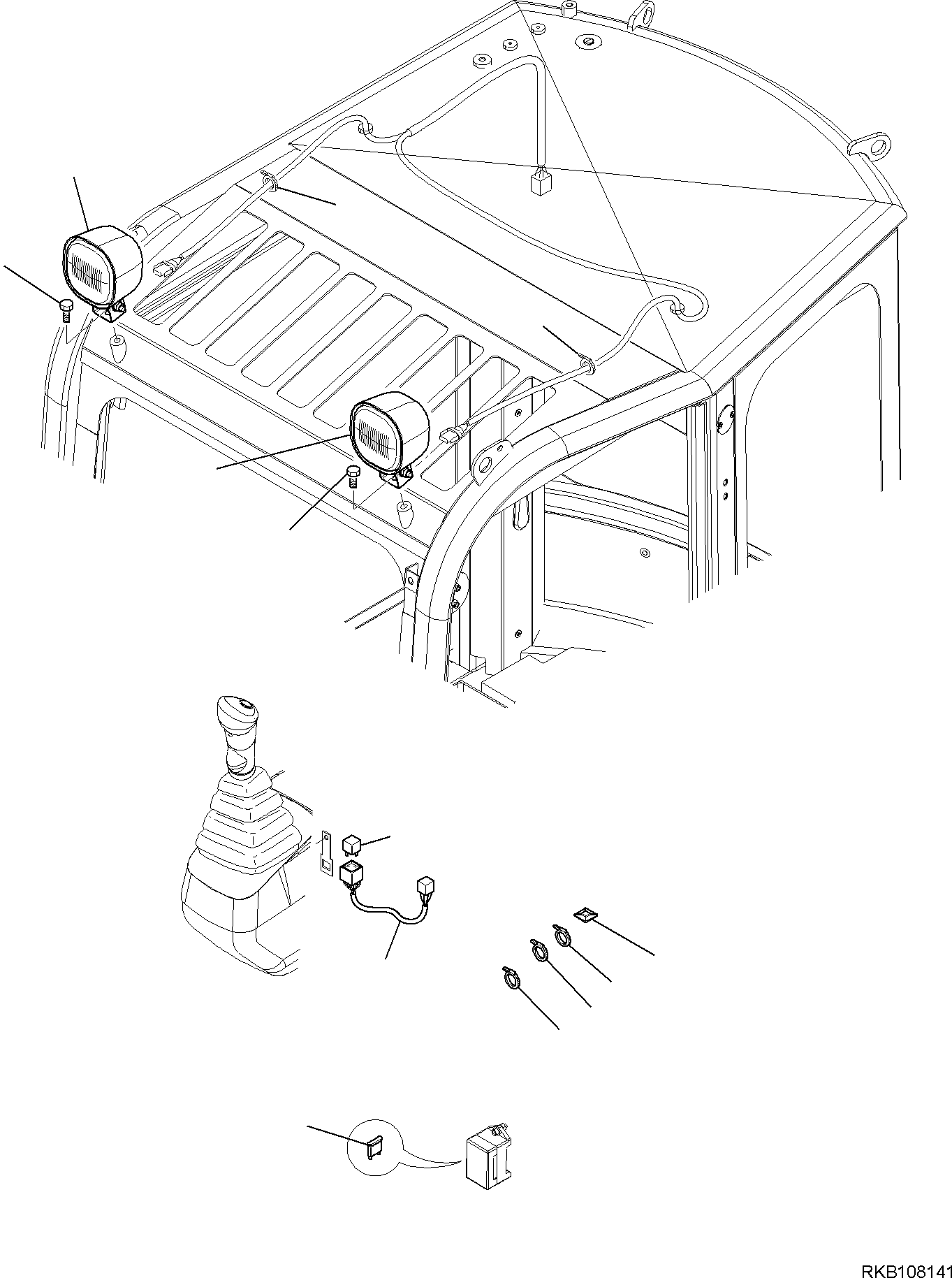 Excavators Komatsu / PC16R-3 HS S/N F80001 AND UP(PC16R3H8) / WORK LIGHTS (CAB)(B-1580 : 1580)