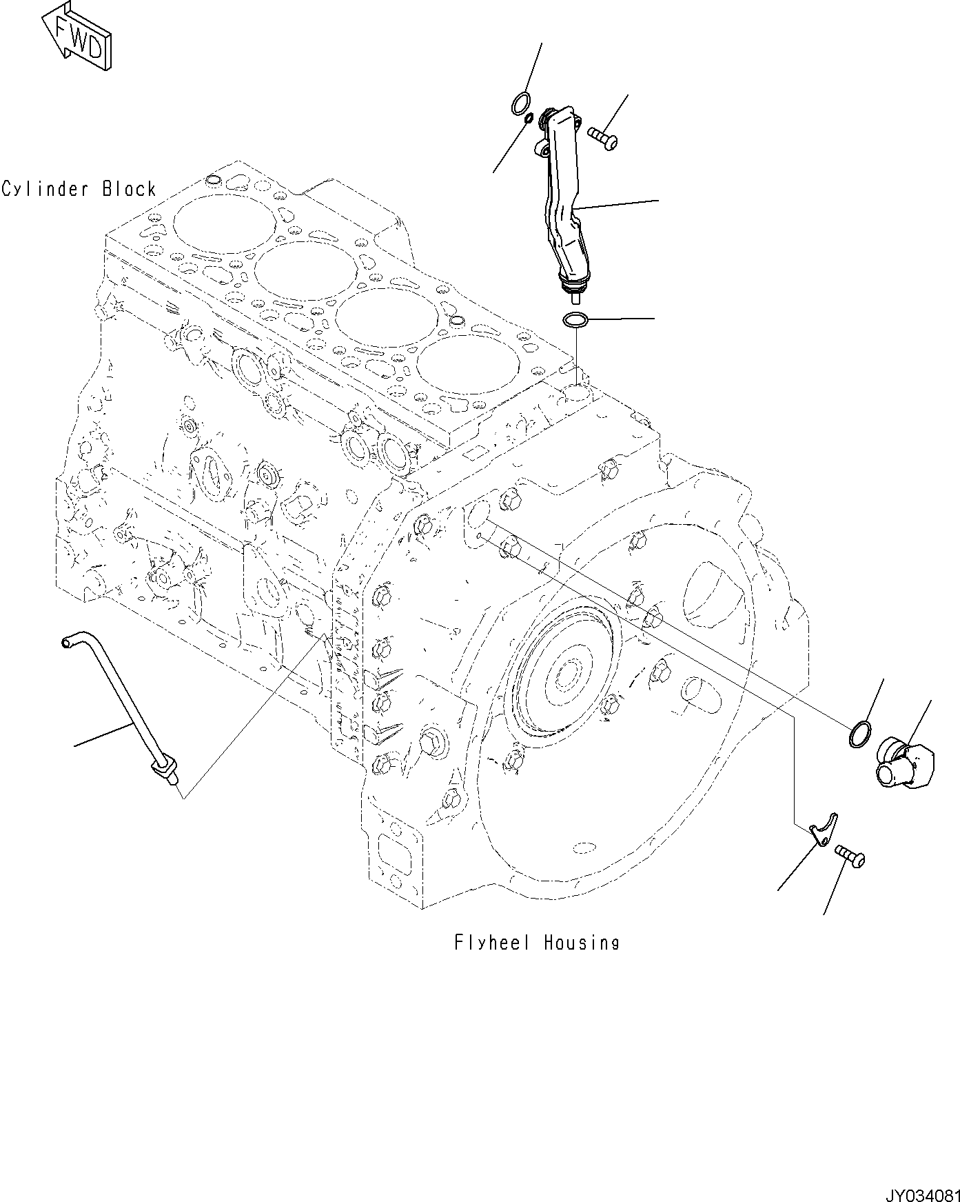 Komatsu parts book diagram for PC170LC-11 S/N F40001 AND UP: ENGINE CYLINDER BLOCK AND ITS RELATED PARTS, BREATHER RELATED PARTS