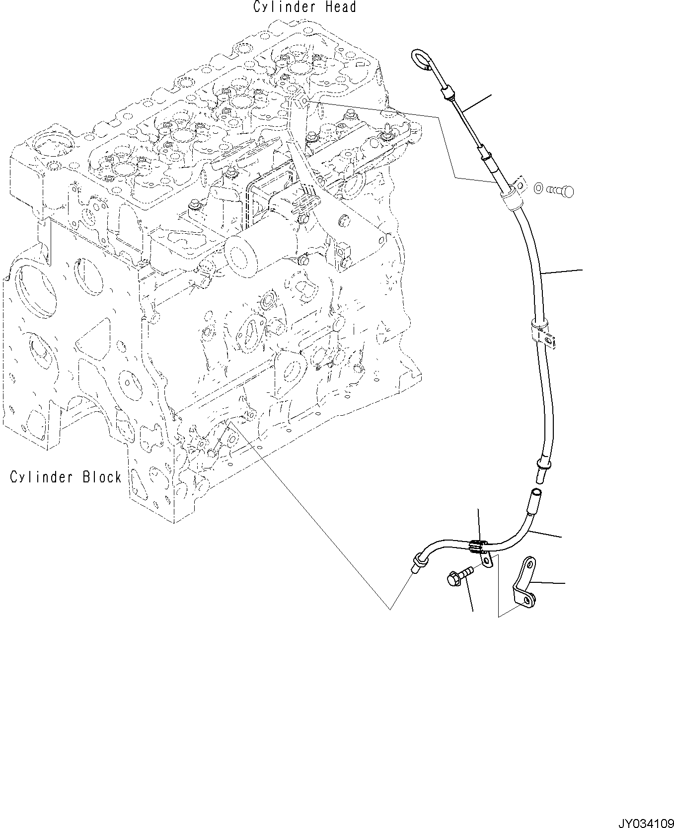 Komatsu parts book diagram for PC170LC-11 S/N F40001 AND UP: ENGINE CYLINDER BLOCK AND ITS RELATED PARTS, OIL LEVEL GAUGE
