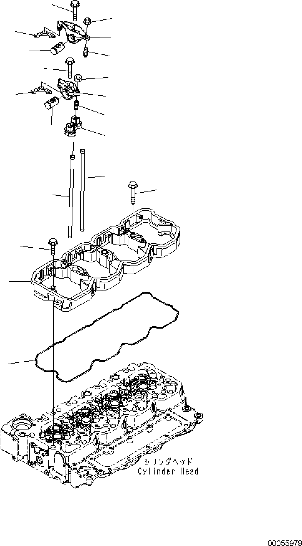 Komatsu parts book diagram for PC170LC-11 S/N F40001 AND UP: ENGINE CYLINDER BLOCK AND ITS RELATED PARTS, ROCKER ARM