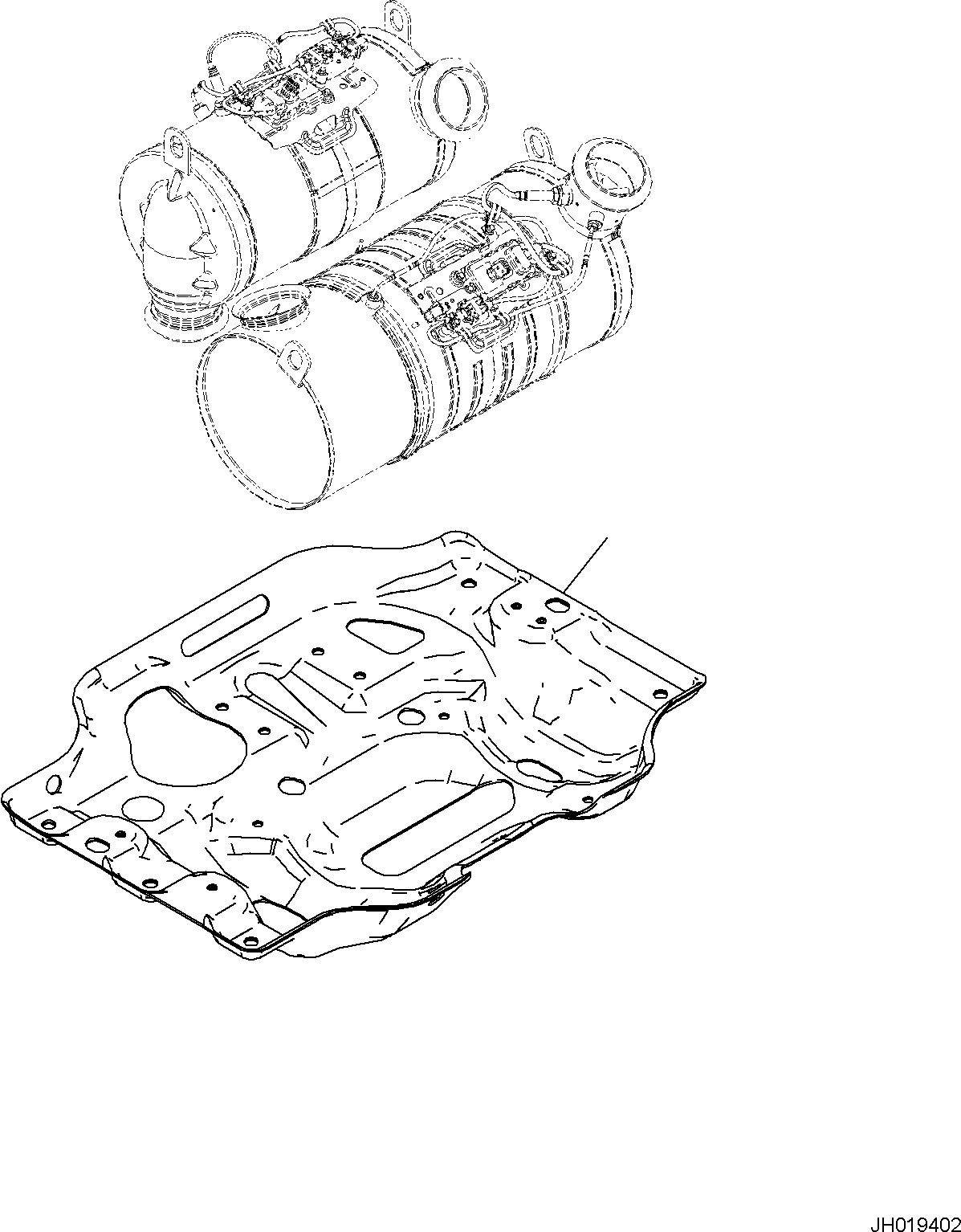 Komatsu parts book diagram for PC170LC-11 S/N F40001 AND UP: EXHAUST PIPE, BRACKET