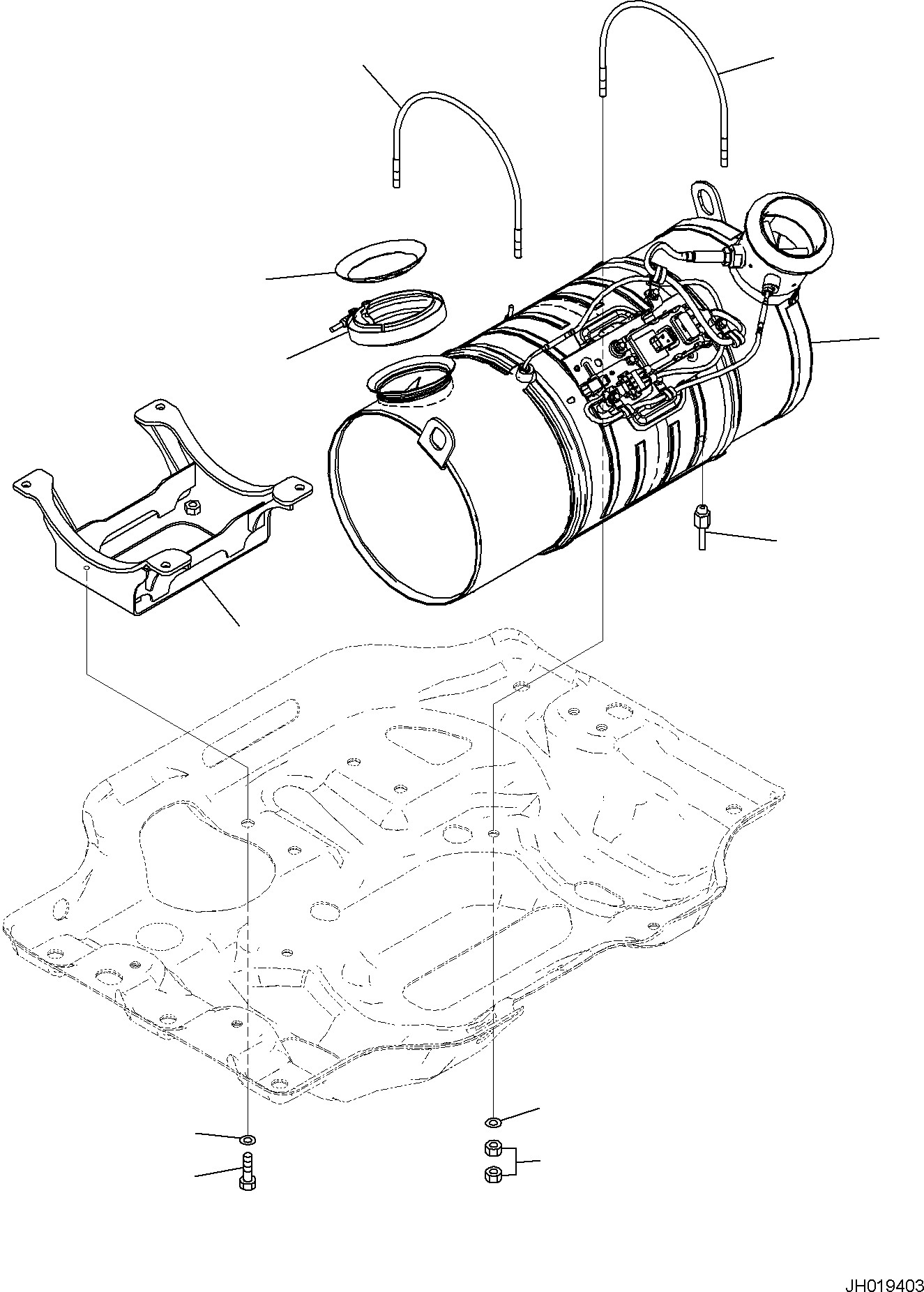 Komatsu parts book diagram for PC170LC-11 S/N F40001 AND UP: EXHAUST PIPE, SCR ASSEMBLY