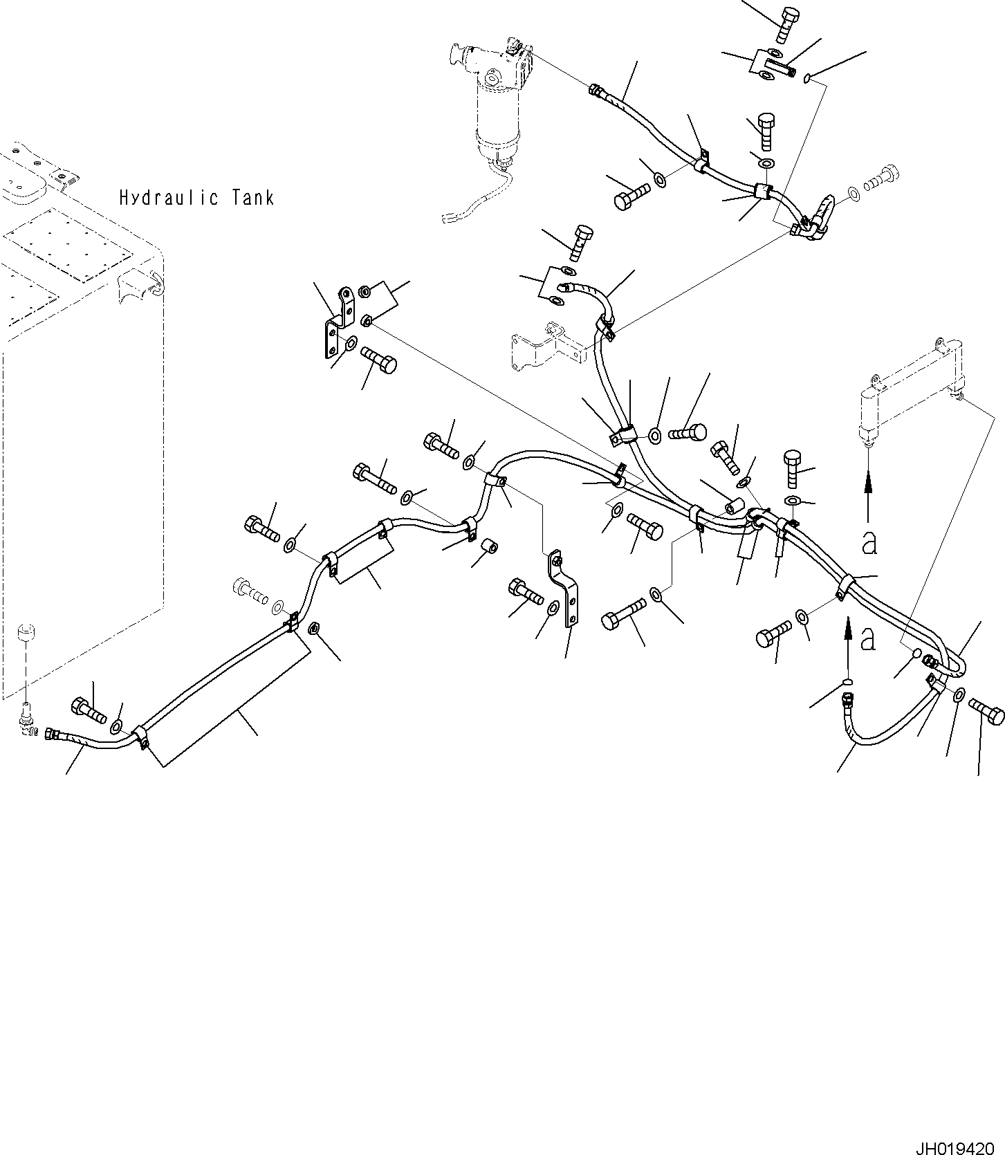 Komatsu parts book diagram for PC170LC-11 S/N F40001 AND UP: FUEL PIPING, HOSE