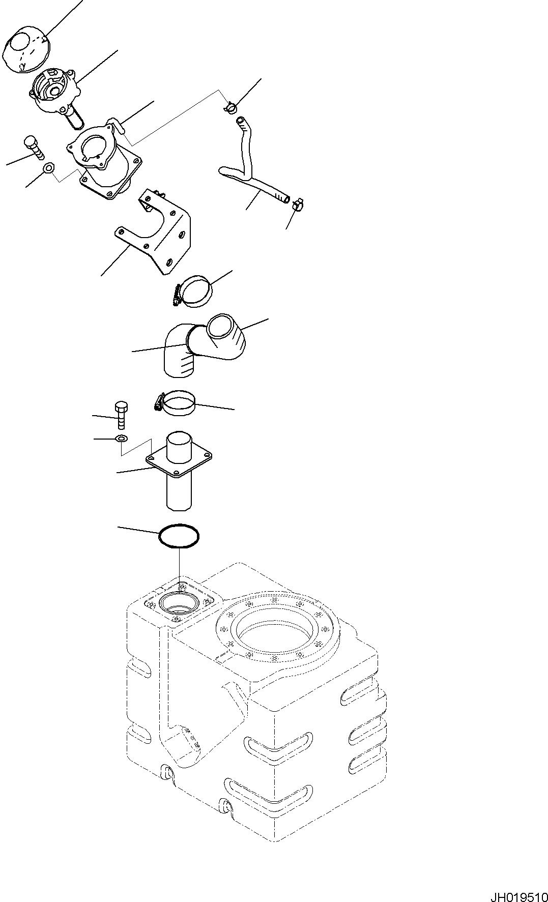 Komatsu parts book diagram for PC170LC-11 S/N F40001 AND UP: DEF TANK, SUCTION TUBE