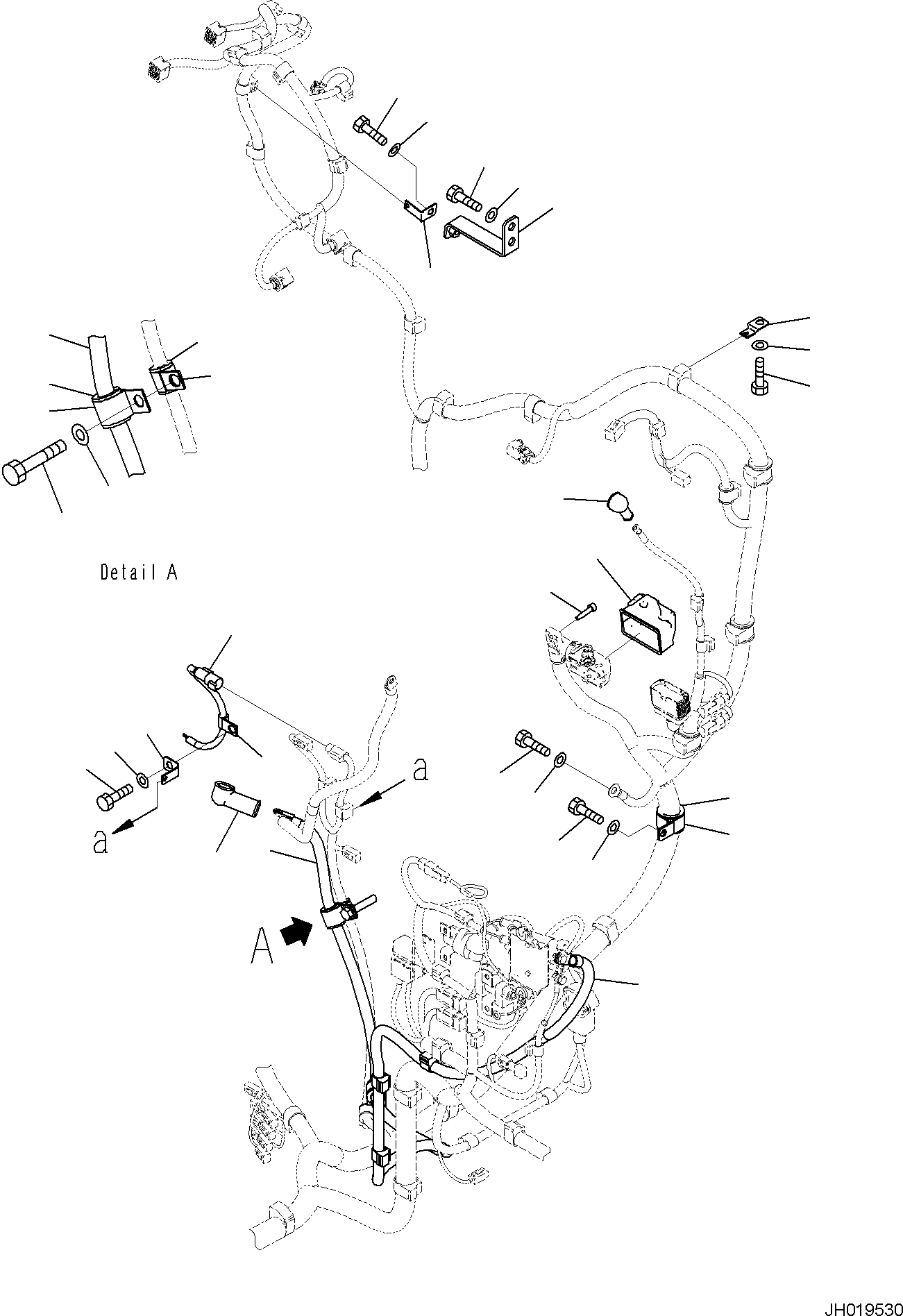 Komatsu parts book diagram for PC170LC-11 S/N F40001 AND UP: ELECTRIC WIRING HARNESS, ENGINE WIRING HARNESS (1/2)