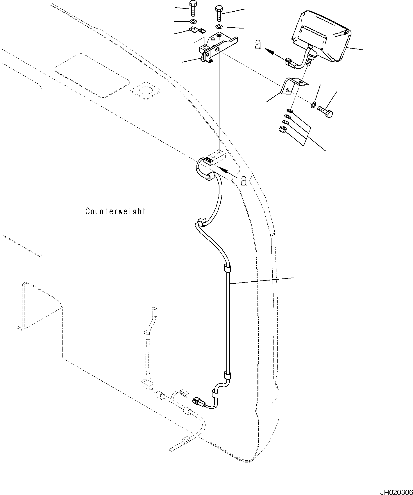 Komatsu parts book diagram for PC170LC-11 S/N F40001 AND UP: ADDITIONAL REAR WORKING LAMP