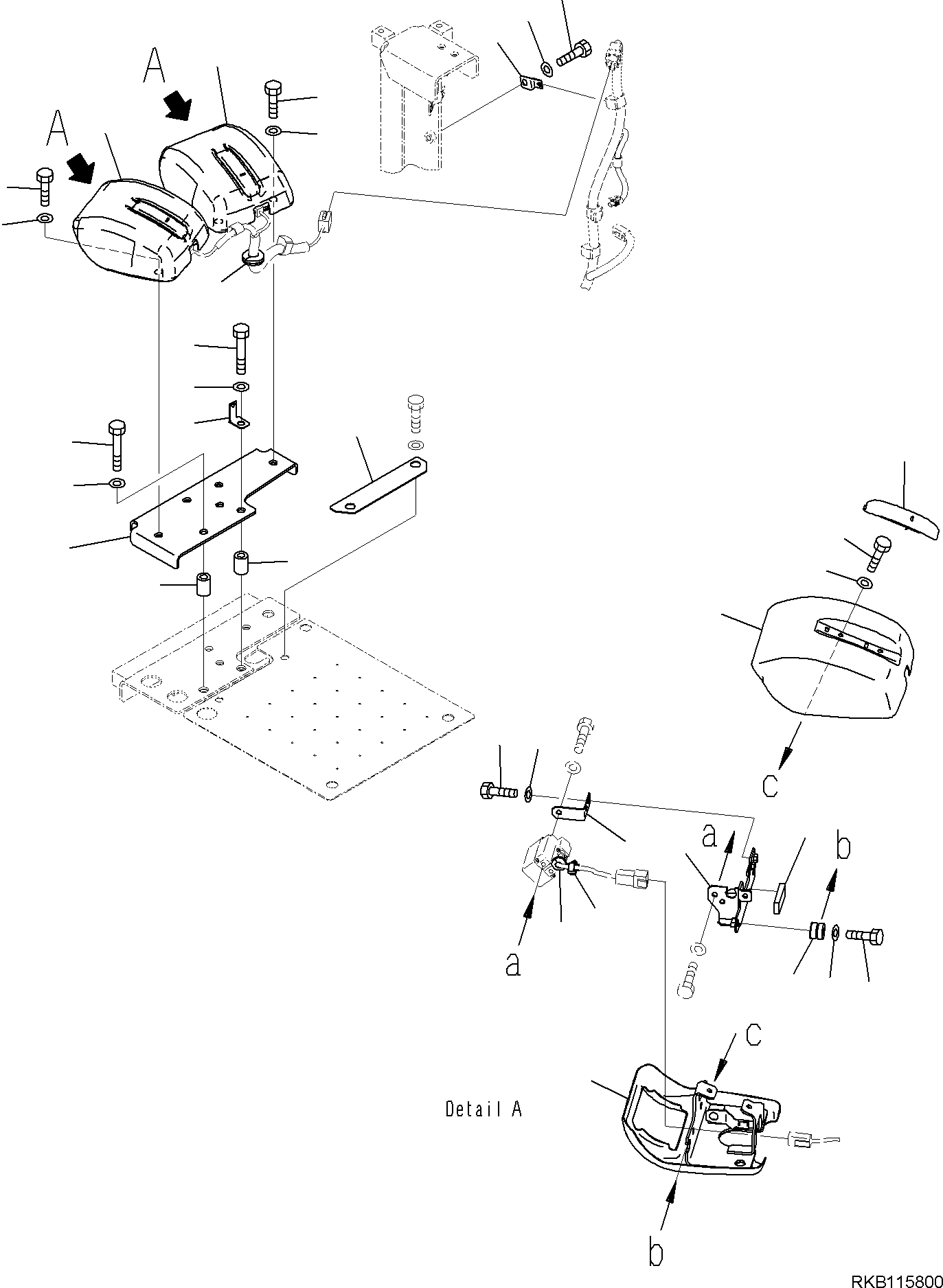 Komatsu parts book diagram for PC170LC-11 S/N F40001 AND UP: REARVIEW CAMERA, REARVIEW CAMERA, R.H.