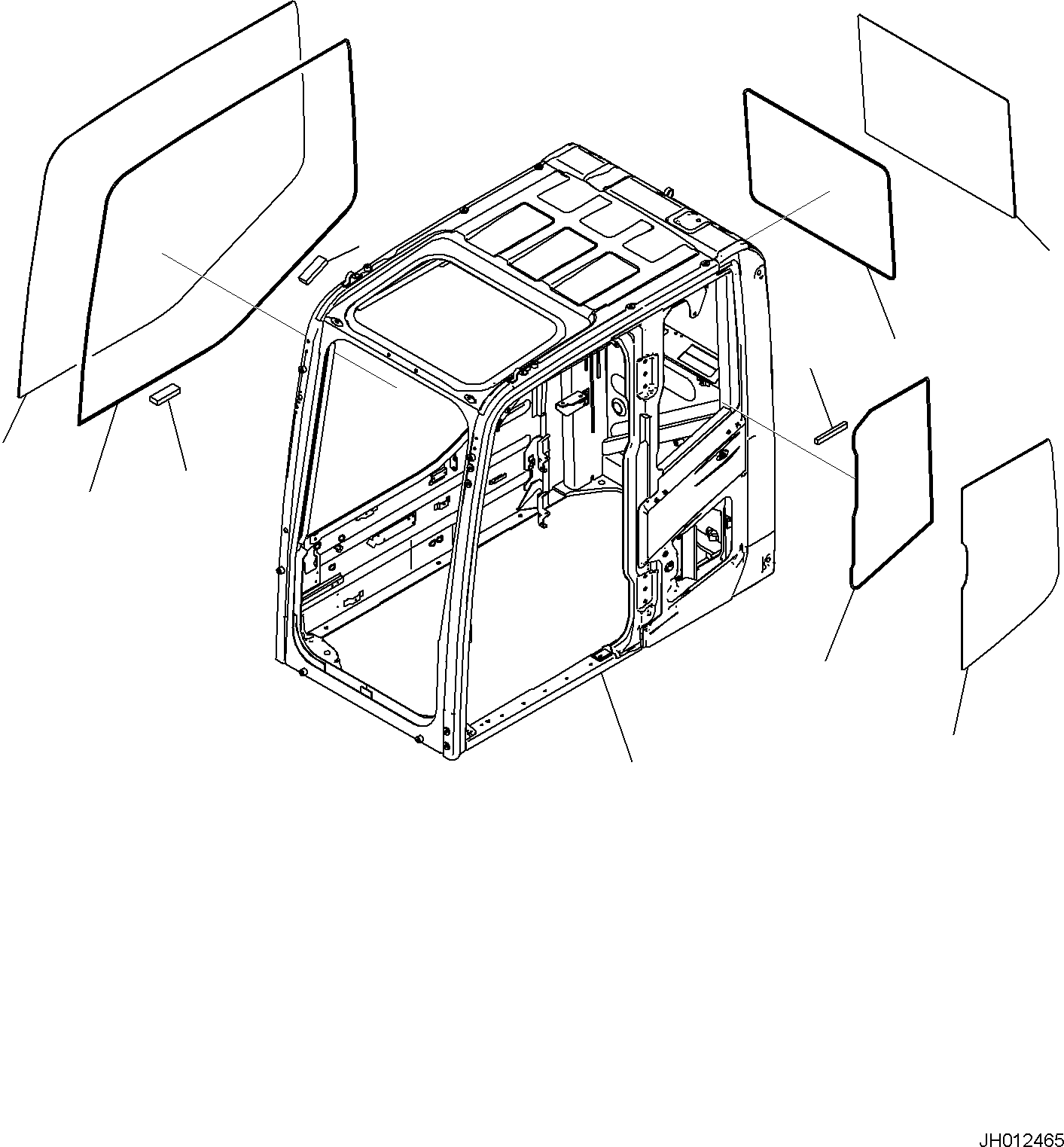 Komatsu parts book diagram for PC170LC-11 S/N F40001 AND UP: CAB, CAB BODY AND WINDOW