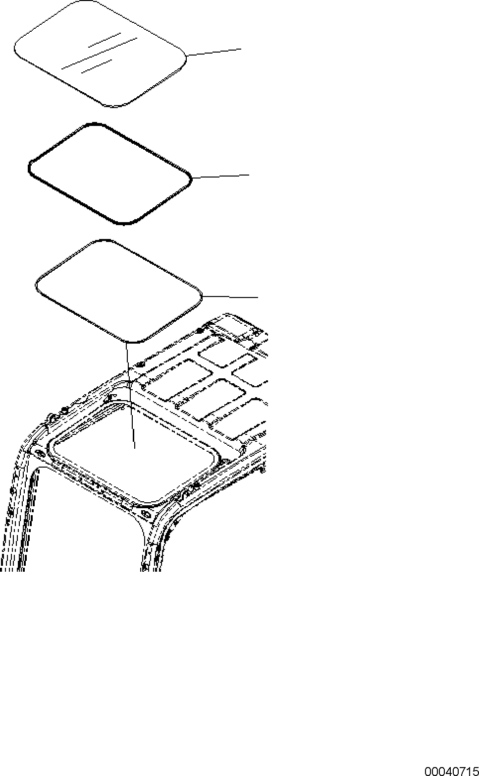 Komatsu parts book diagram for PC170LC-11 S/N F40001 AND UP: CAB, ROOF WINDOW