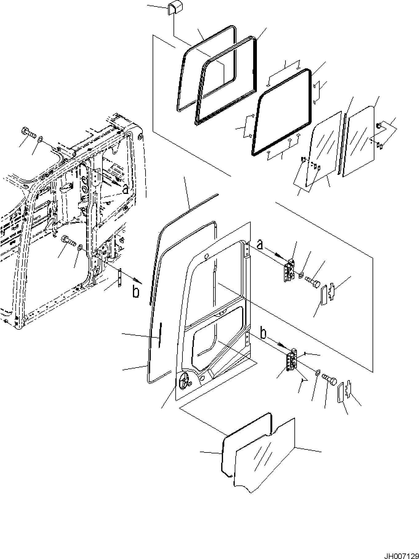 Komatsu parts book diagram for PC170LC-11 S/N F40001 AND UP: CAB, DOOR
