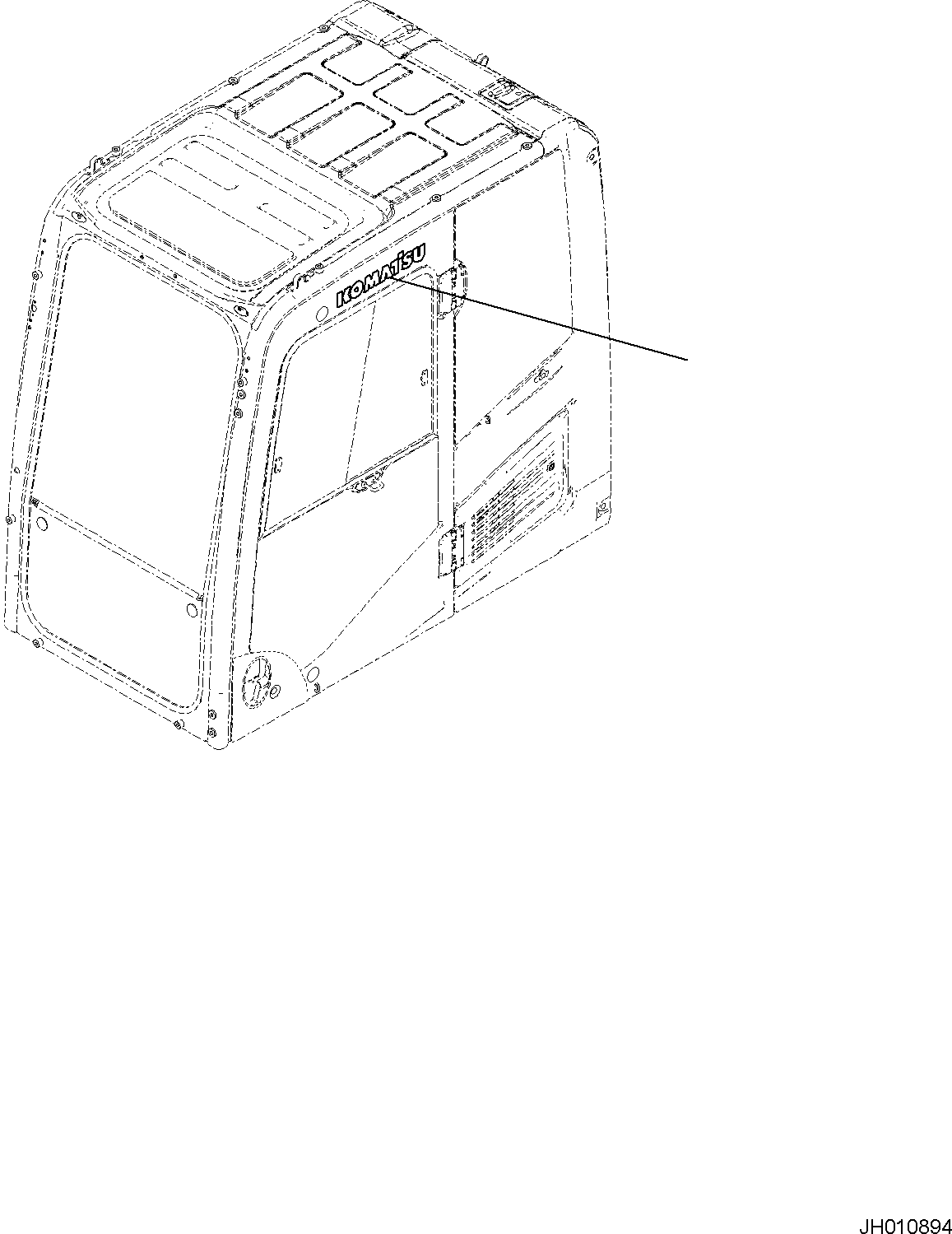 Komatsu parts book diagram for PC170LC-11 S/N F40001 AND UP: CAB, KOMATSU MARK
