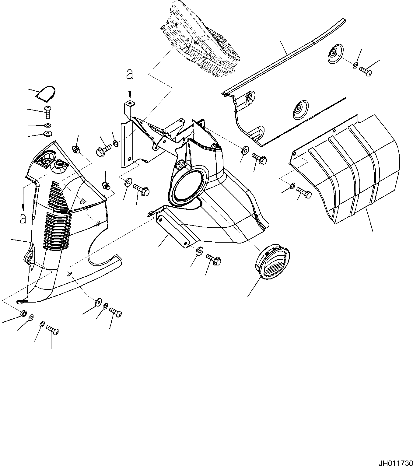 Komatsu parts book diagram for PC170LC-11 S/N F40001 AND UP: CAB, CAB IN PARTS, MONITOR AND COVER
