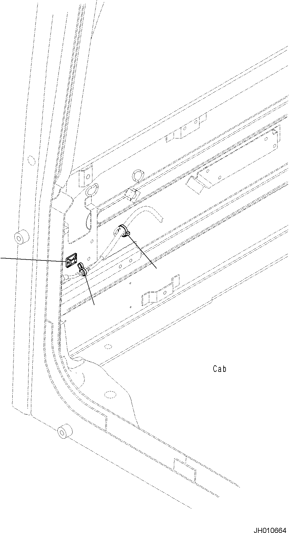 Komatsu parts book diagram for PC170LC-11 S/N F40001 AND UP: CAB, CAB IN PARTS, WASHER HOSE MOUNTING
