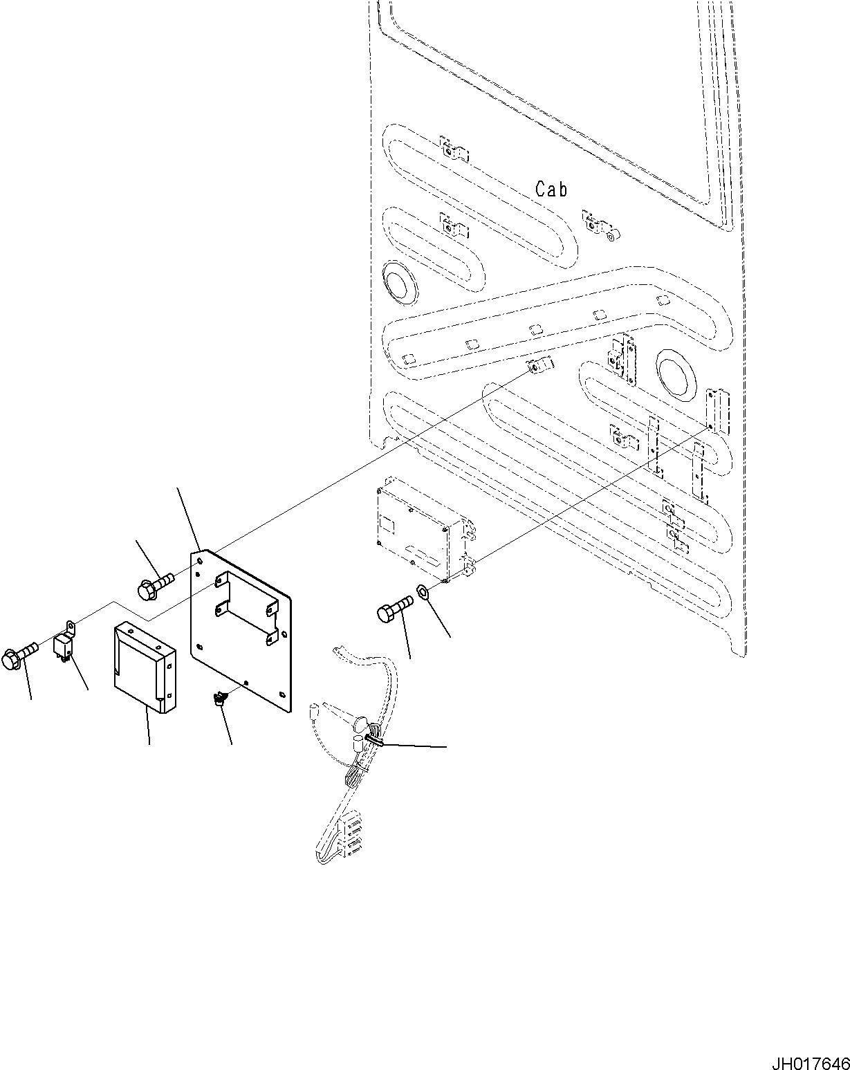 Komatsu parts book diagram for PC170LC-11 S/N F40001 AND UP: CAB, CAB IN PARTS, AIR CONDITIONER CONTROLLER AND KOMTRAX CONTROLLER